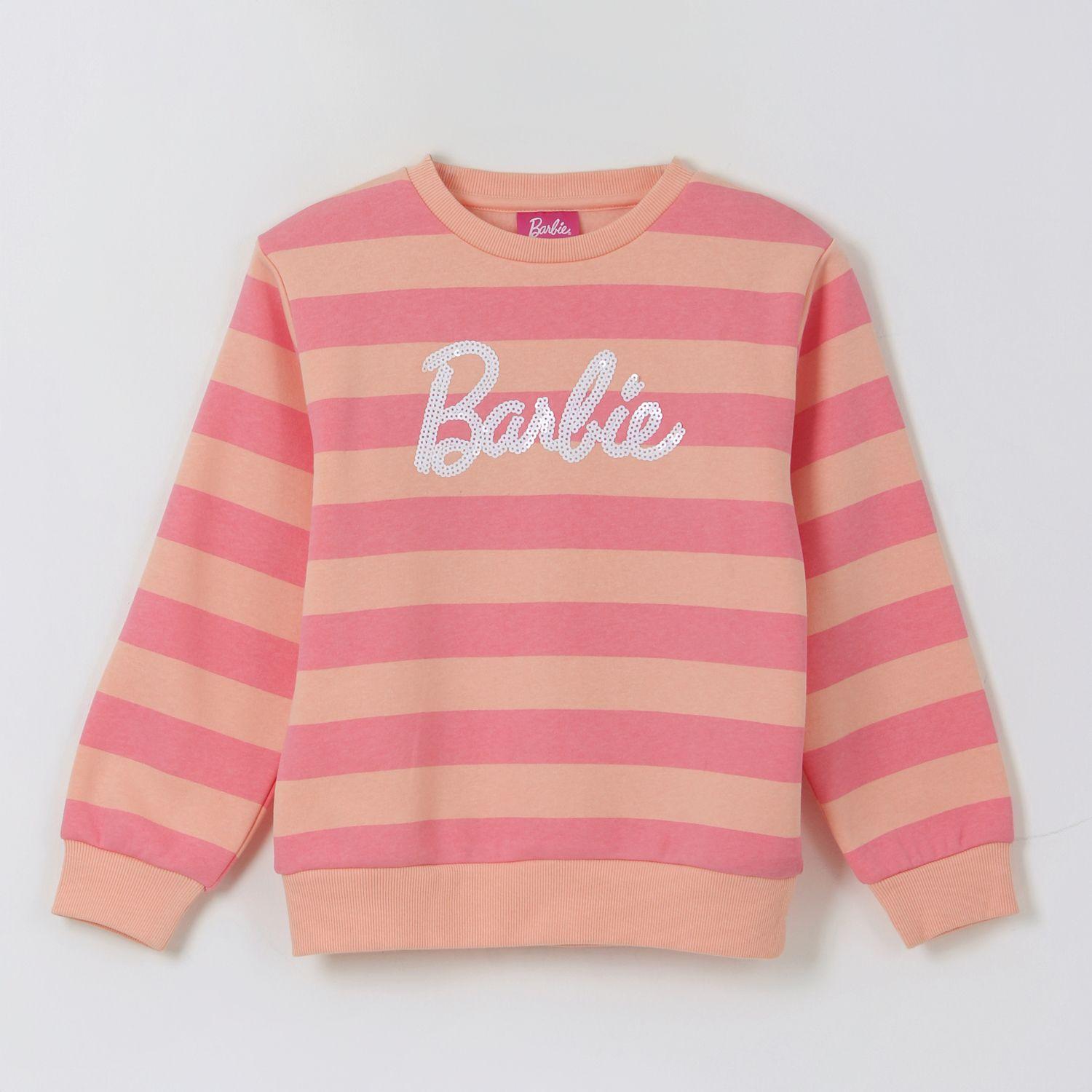 Polerón Cerrado Niña Rayas Rosado Barbie-0