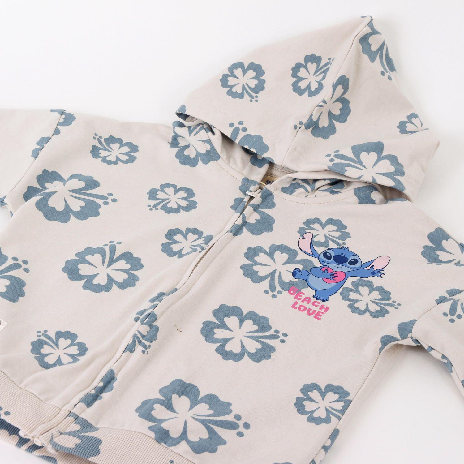 Polerón Abierto Niña Lilo & Stitch Disney Flores Beige-2