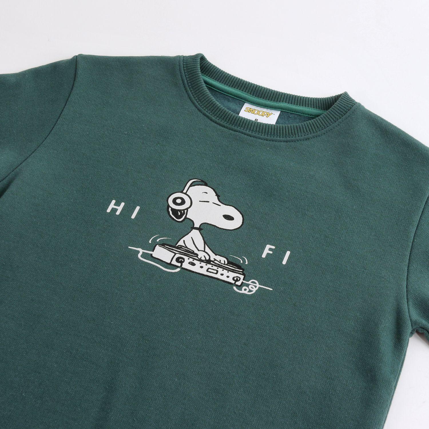 Polerón Cerrado Niño Back Print Verde Snoopy-2