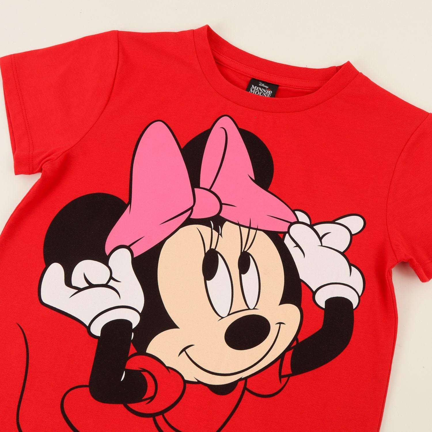 Polera Manga Corta Niña Rojo Minnie Moño Disney-2