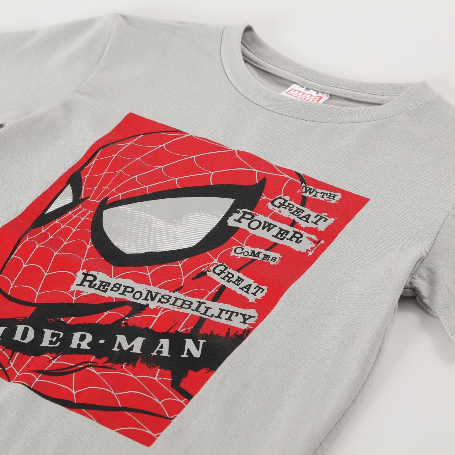 Polera Manga Corta Niño Ojos Spiderman Gris Marvel-2