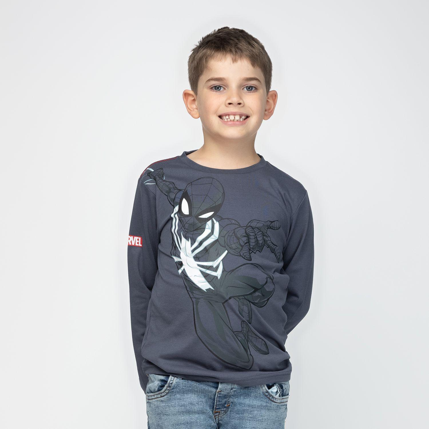Polera Manga Larga Niño Spiderman Black Panter Gris Marvel-0
