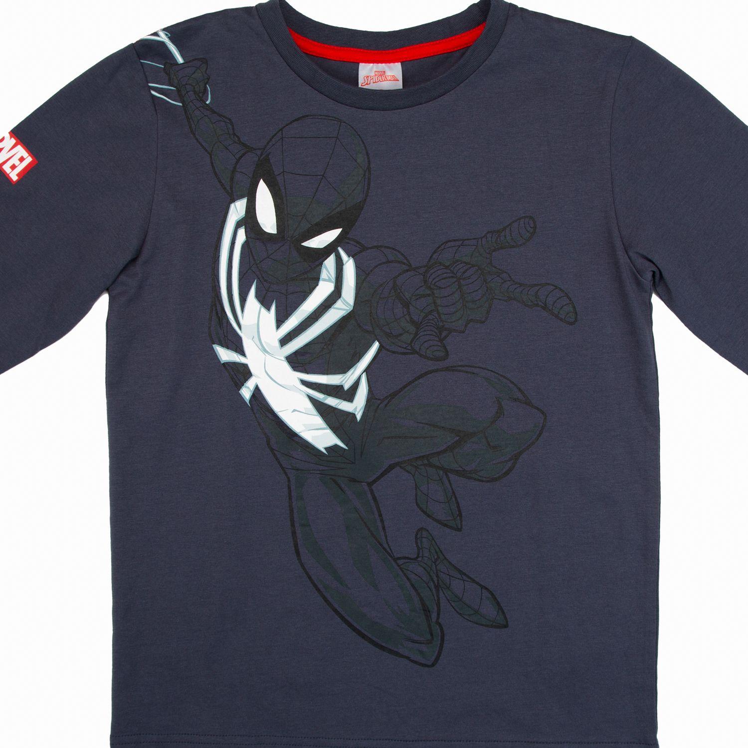 Polera Manga Larga Niño Spiderman Black Panter Gris Marvel-2