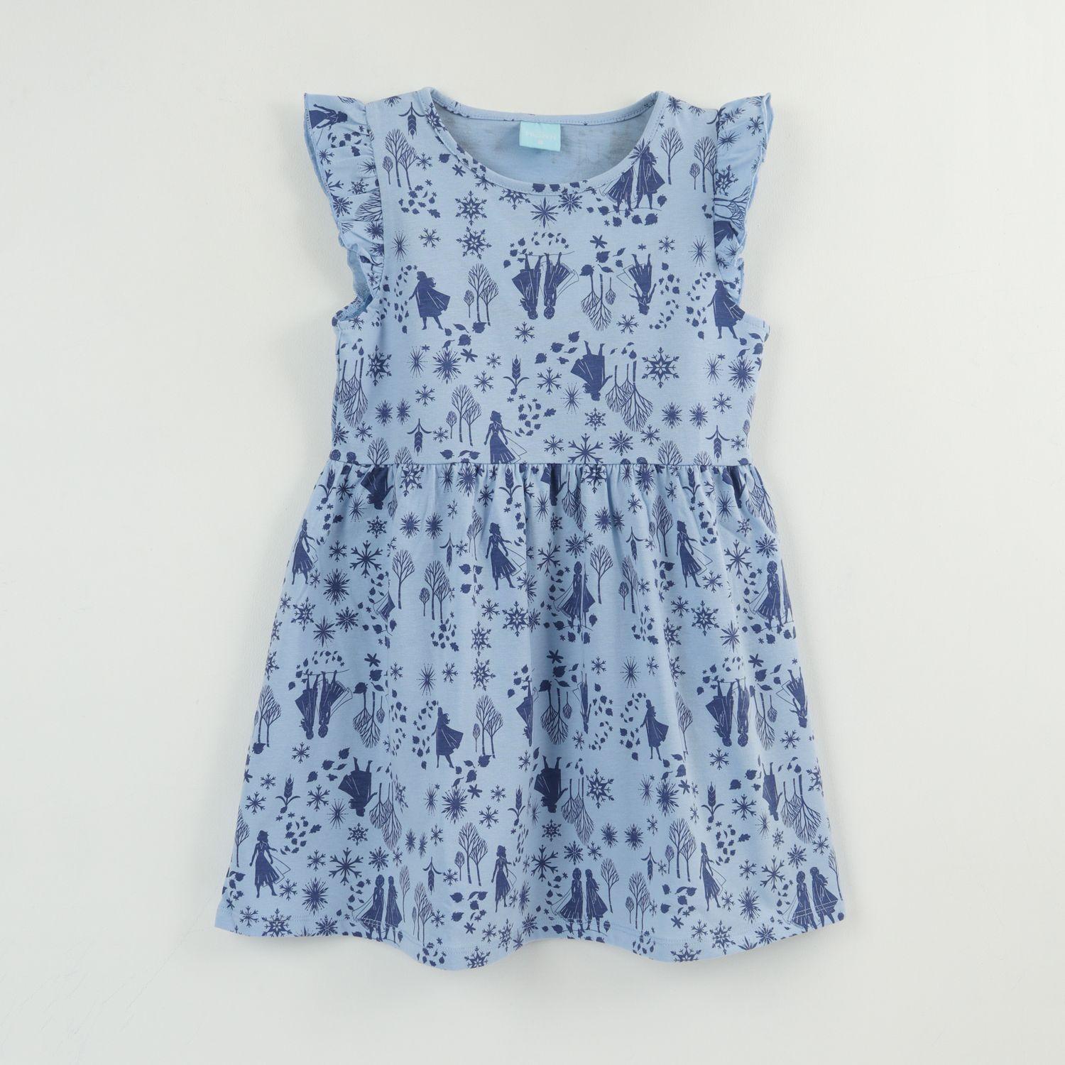 Vestido Sin Manga y Collet Niña Azul FullPrint Frozen Disney-0