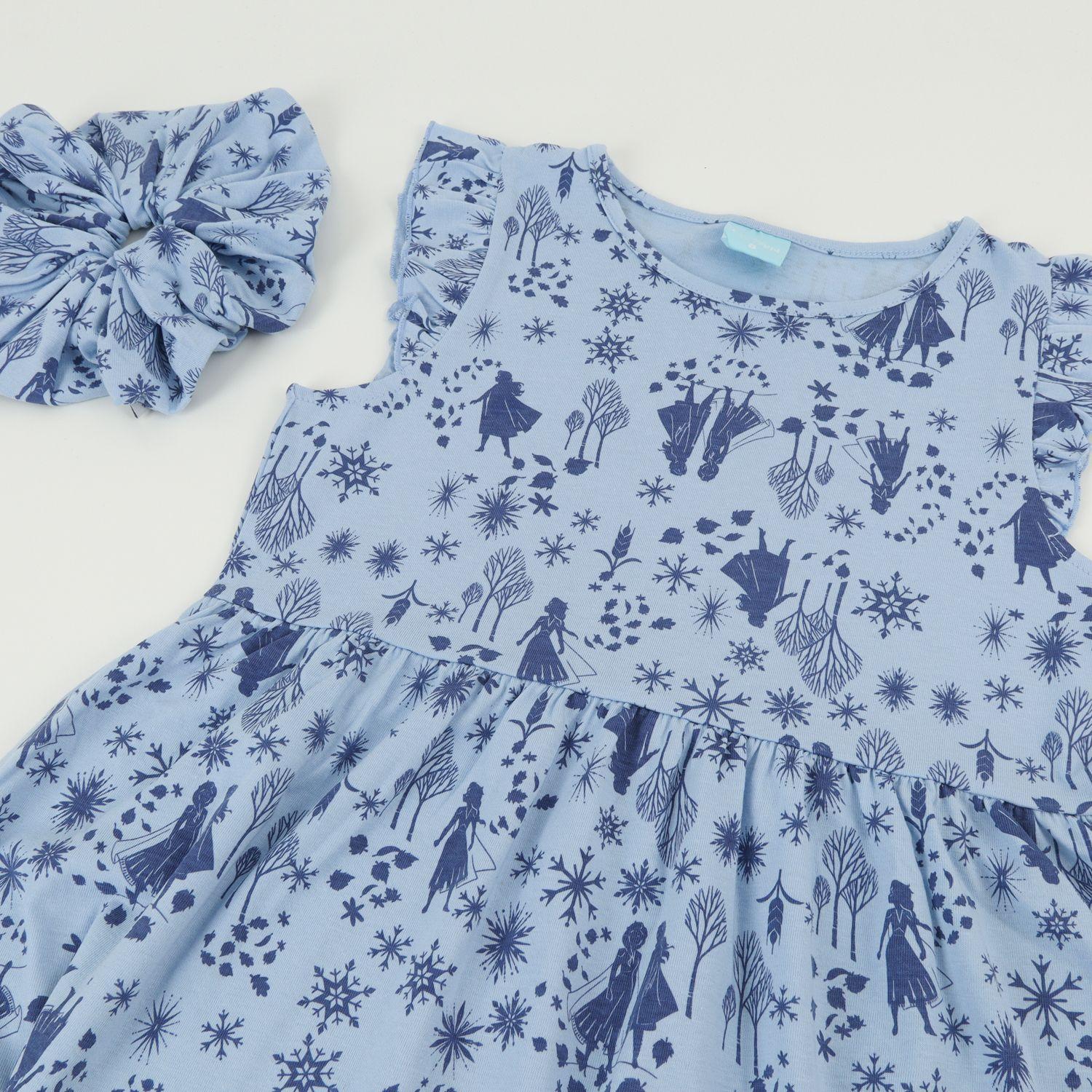 Vestido Sin Manga y Collet Niña Azul FullPrint Frozen Disney-2