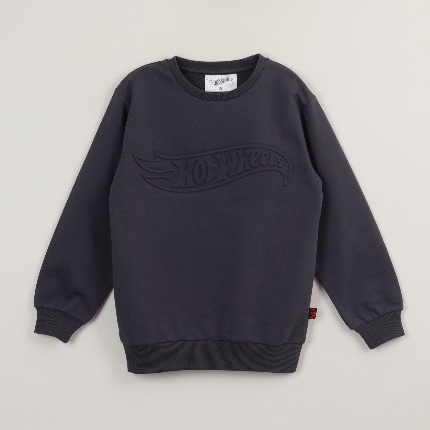 Poleron Cerrado Niño Relieve Emboss Negro Hot Wheels-0