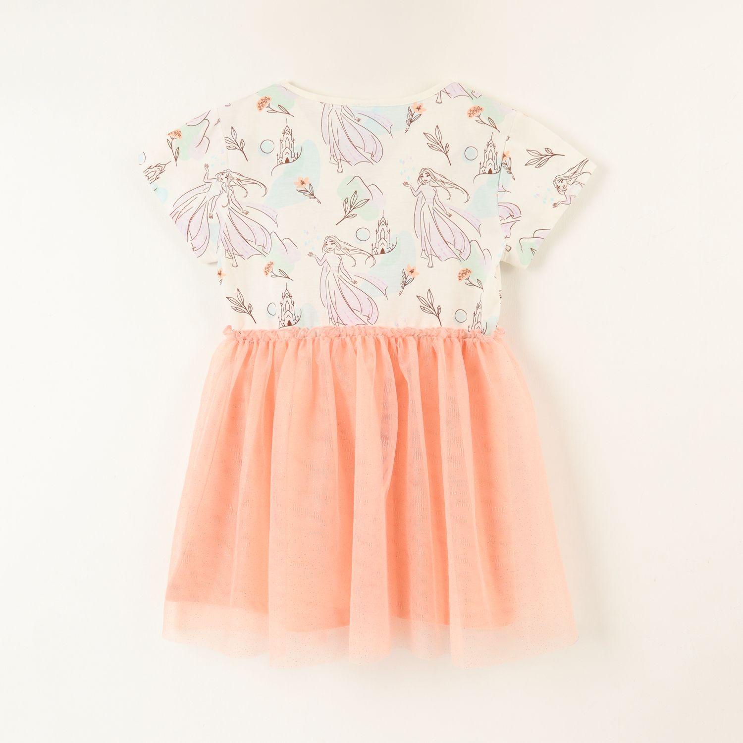 Vestido Niña Tull Frozen Elsa Cute Beige Disney-2