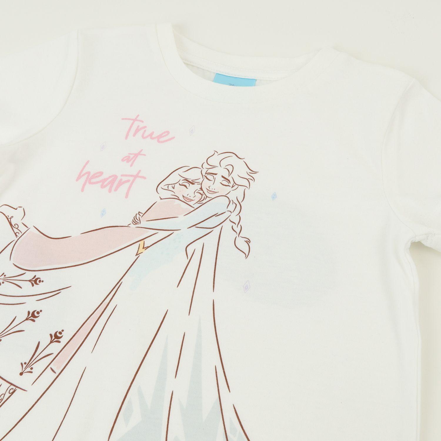 Polera Manga Corta Niña Blanco Elsa & Anna Frozen Disney-2