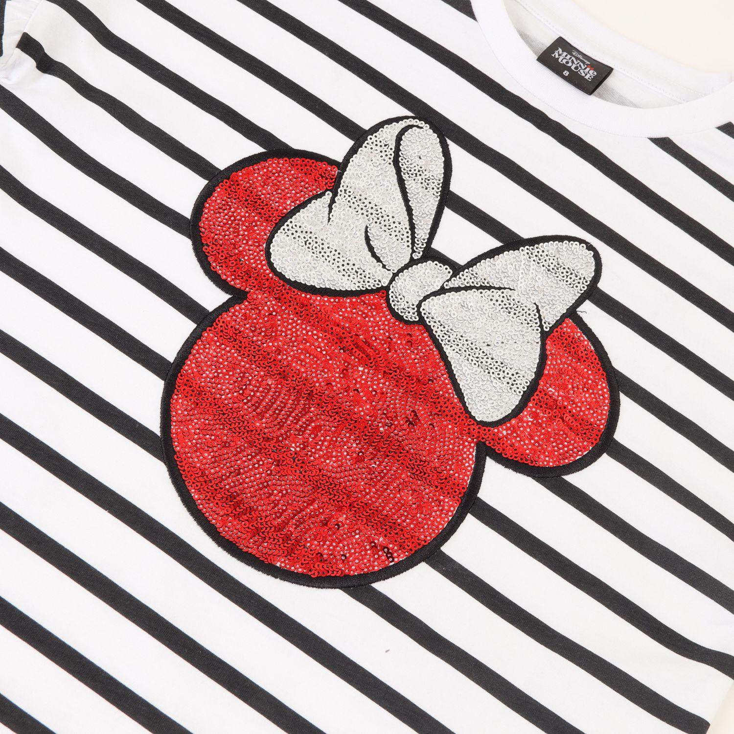 Conjunto Niña Minnie Lentejuelas Moñito Blanco Disney-1