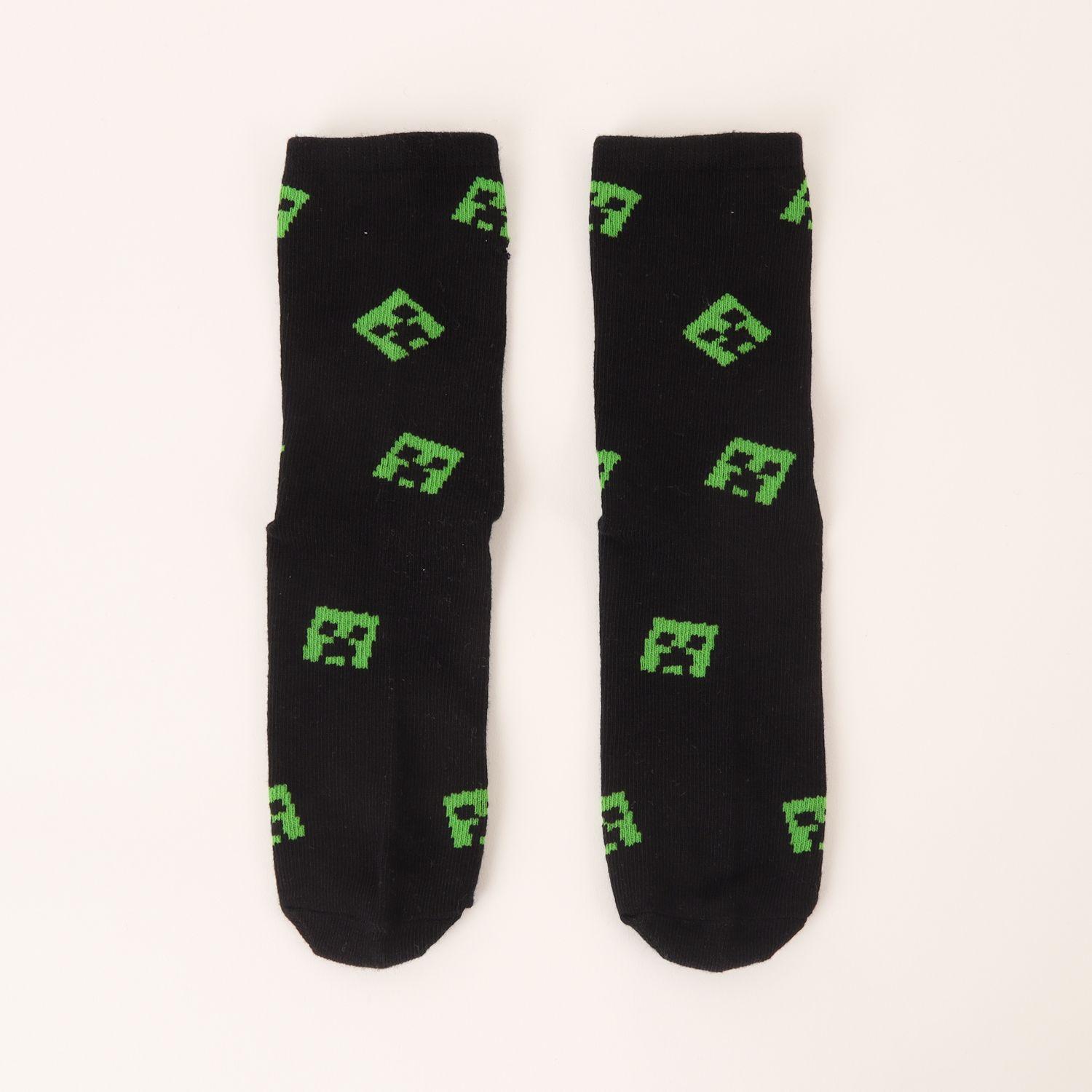 Tripack Calcetines Niño Verde Creeper Minecraft-2