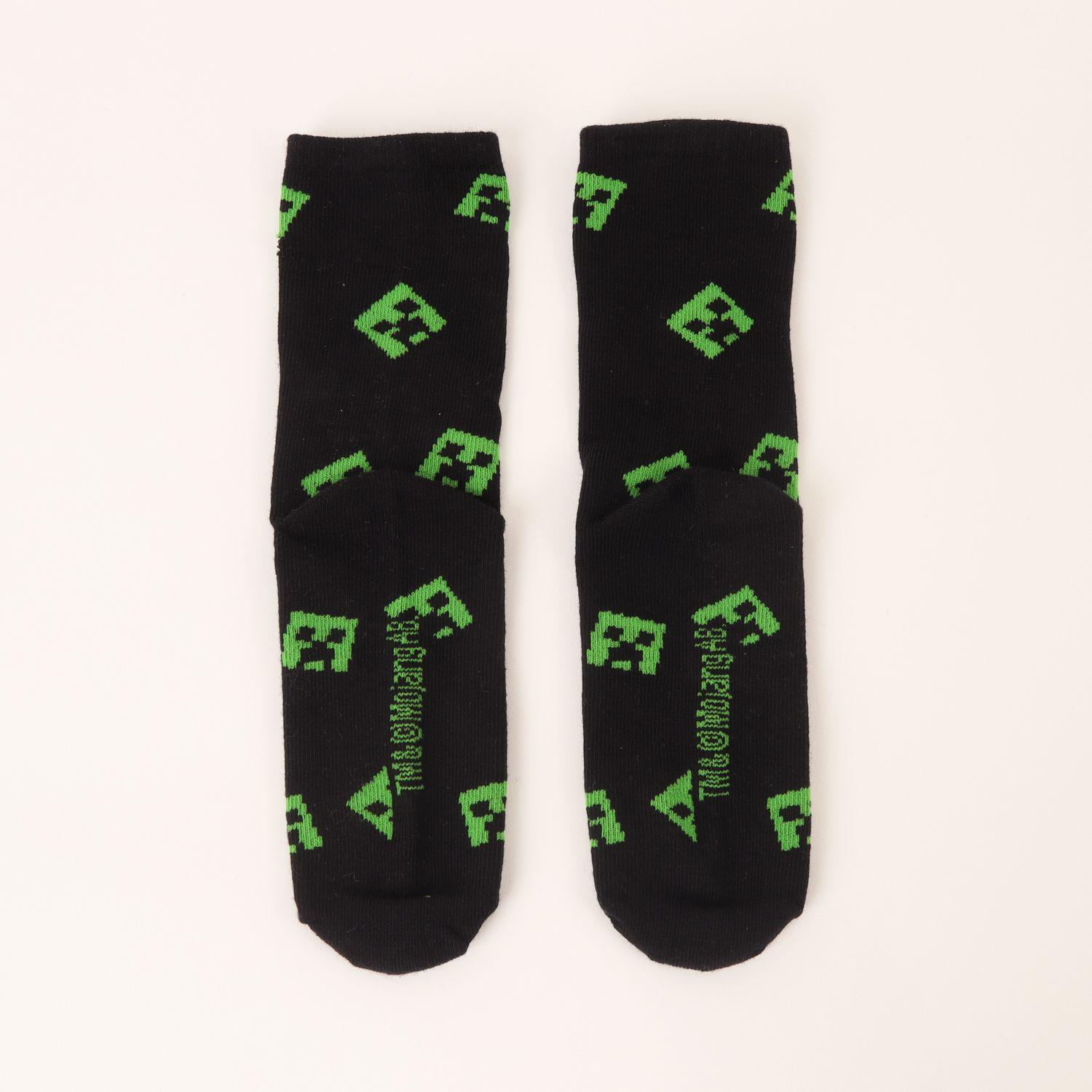 Tripack Calcetines Niño Verde Creeper Minecraft-3