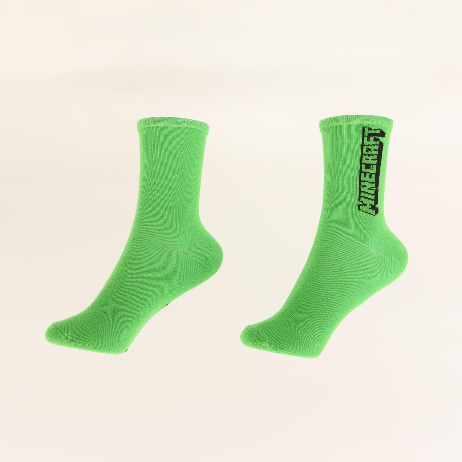 Tripack Calcetines Niño Verde Creeper Minecraft-4