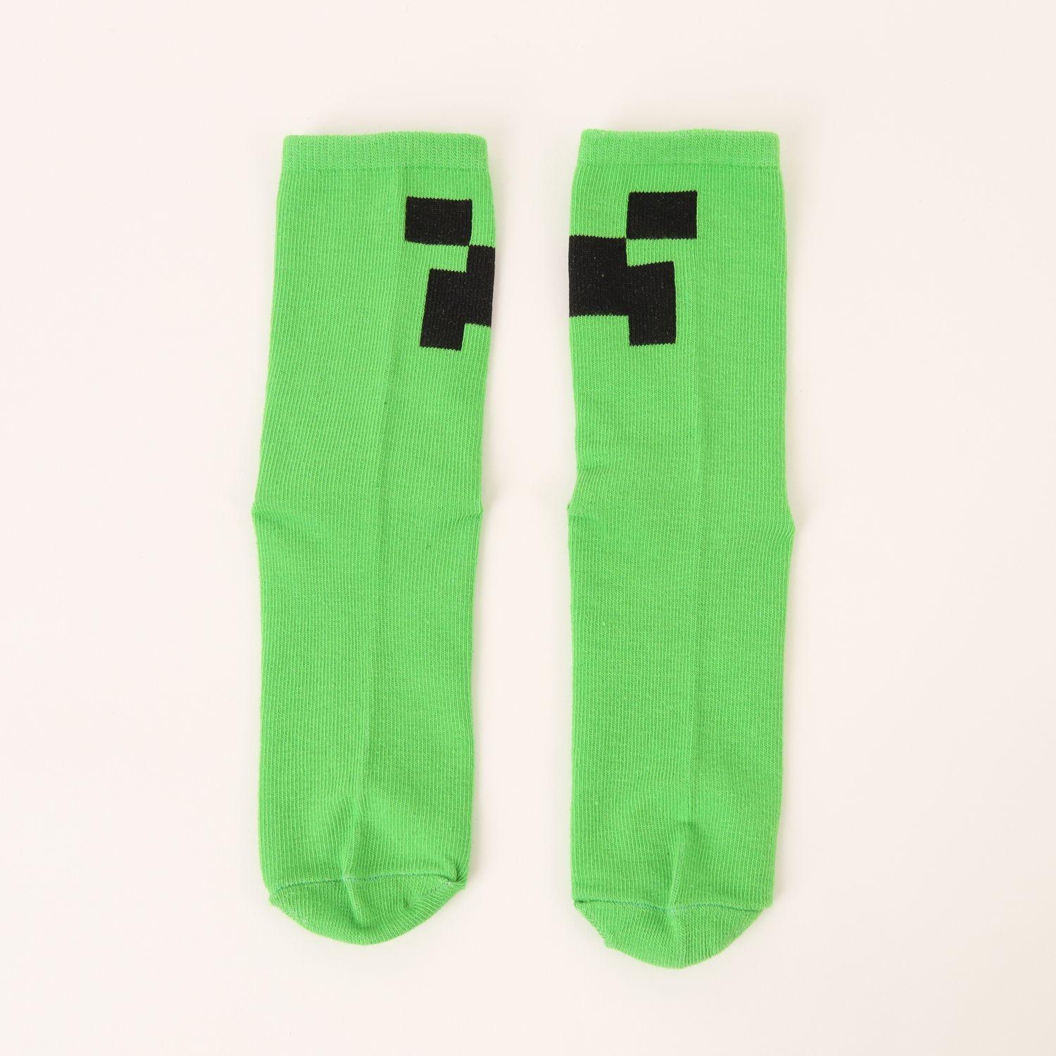 Tripack Calcetines Niño Verde Creeper Minecraft-8
