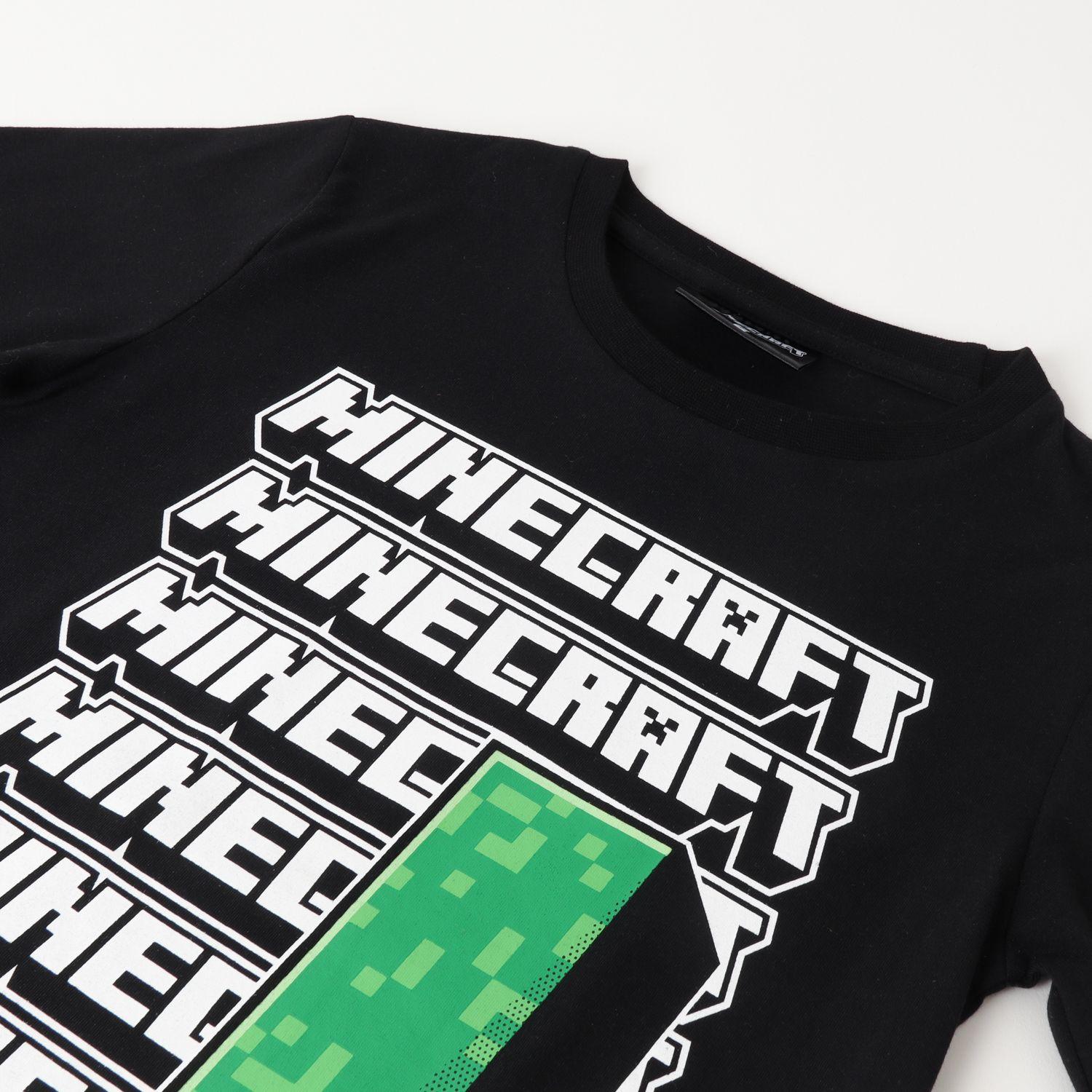 Polera Manga Larga Niño Multi Logo Negro Minecraft-1