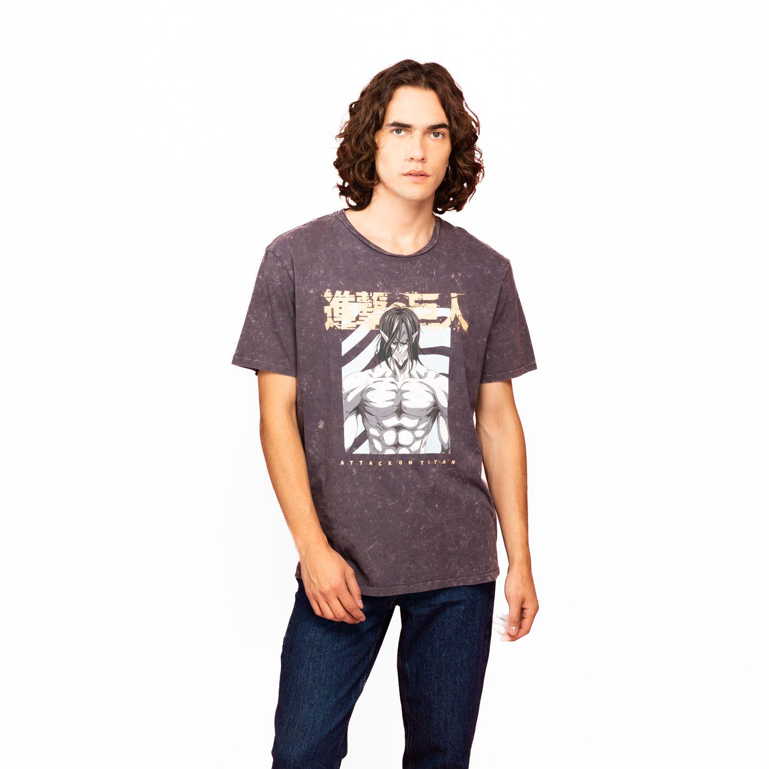Polera Hombre YOU Attack On Titan Eren Gris-0