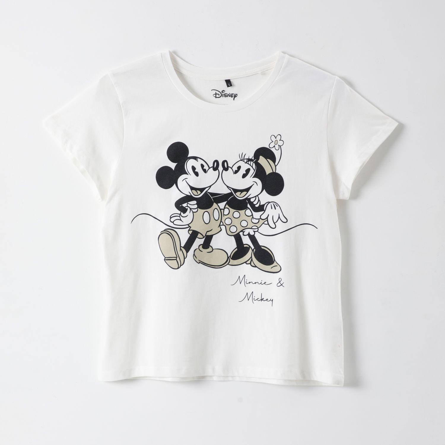 Polera Manga Corta Mujer Minnie y Mickey Blanco Disney-0
