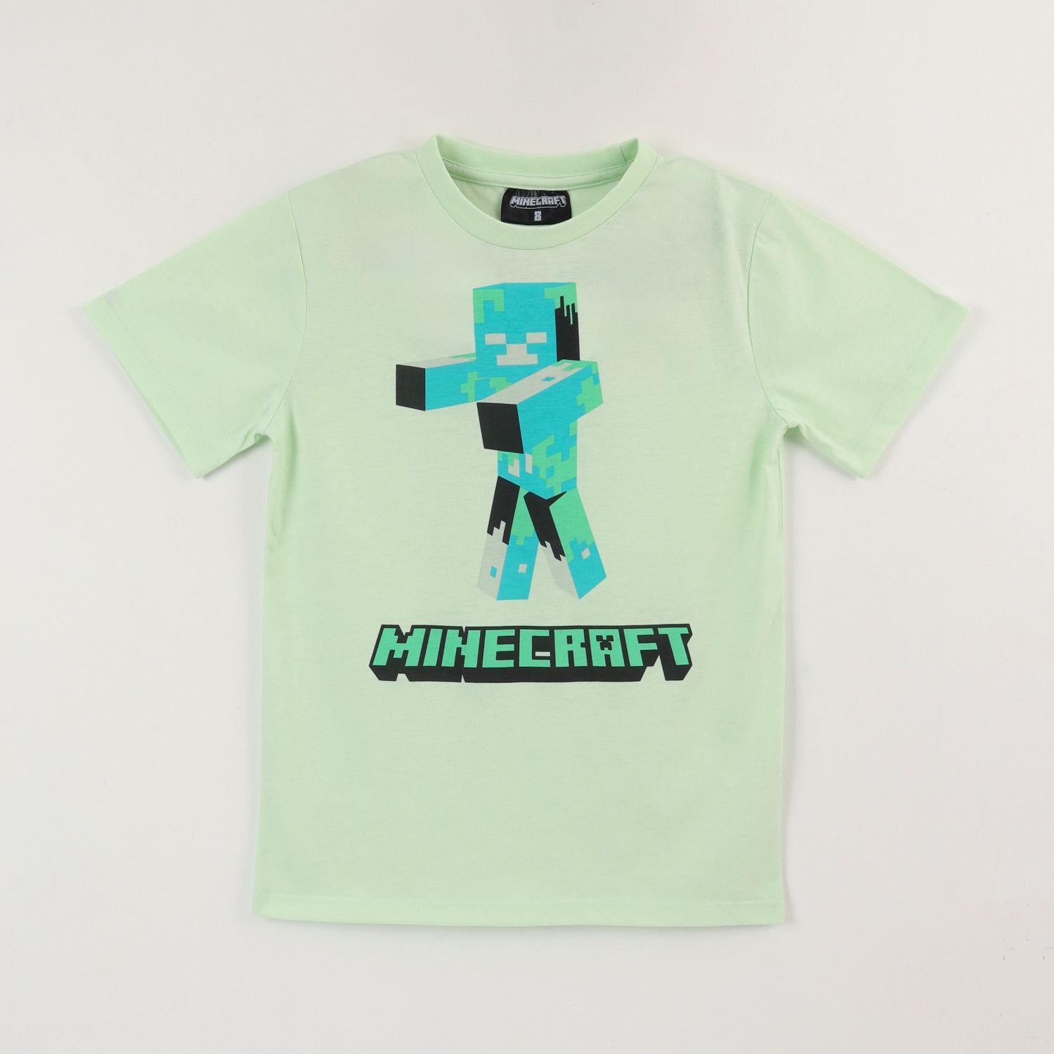 Polera Manga Corta Niño Verde Drowned Minecraft-0