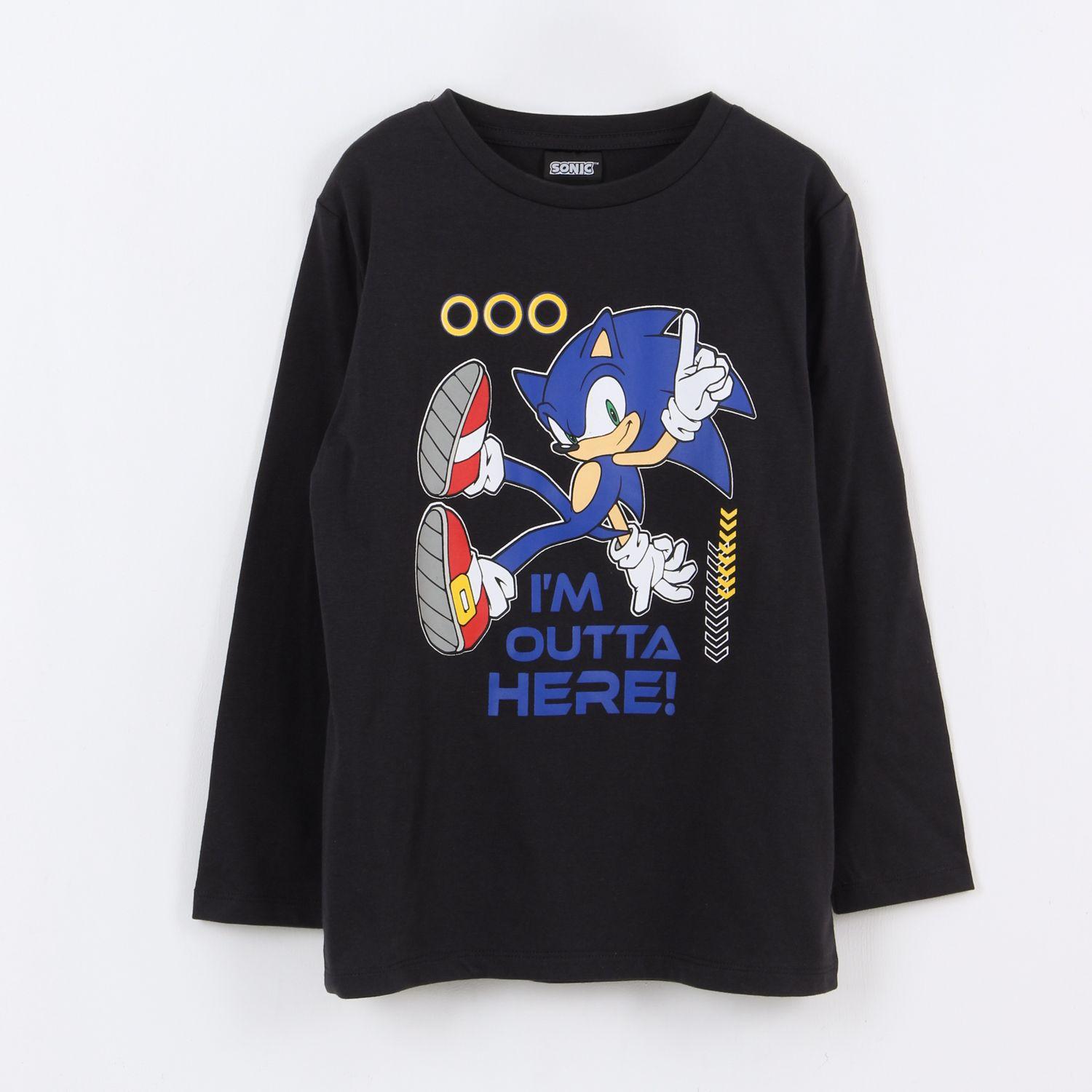 Polera Manga Larga Niño Sonic Rings Negro Sonic-0