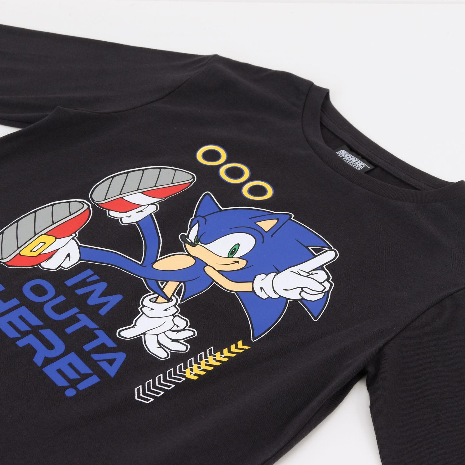 Polera Manga Larga Niño Sonic Rings Negro Sonic-2