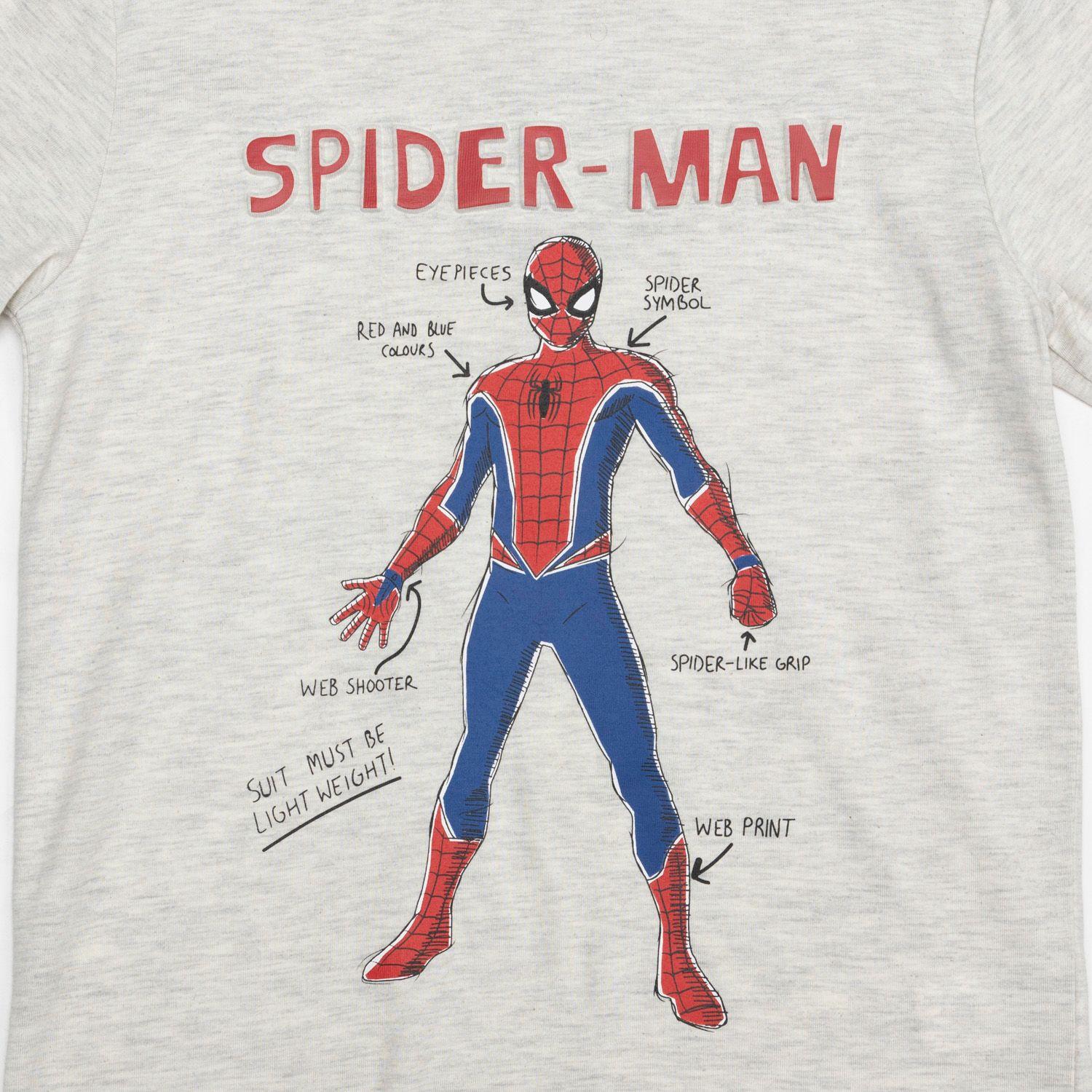 Polera Manga Larga Niño Spiderman Relieve Letras Gris Marvel-1