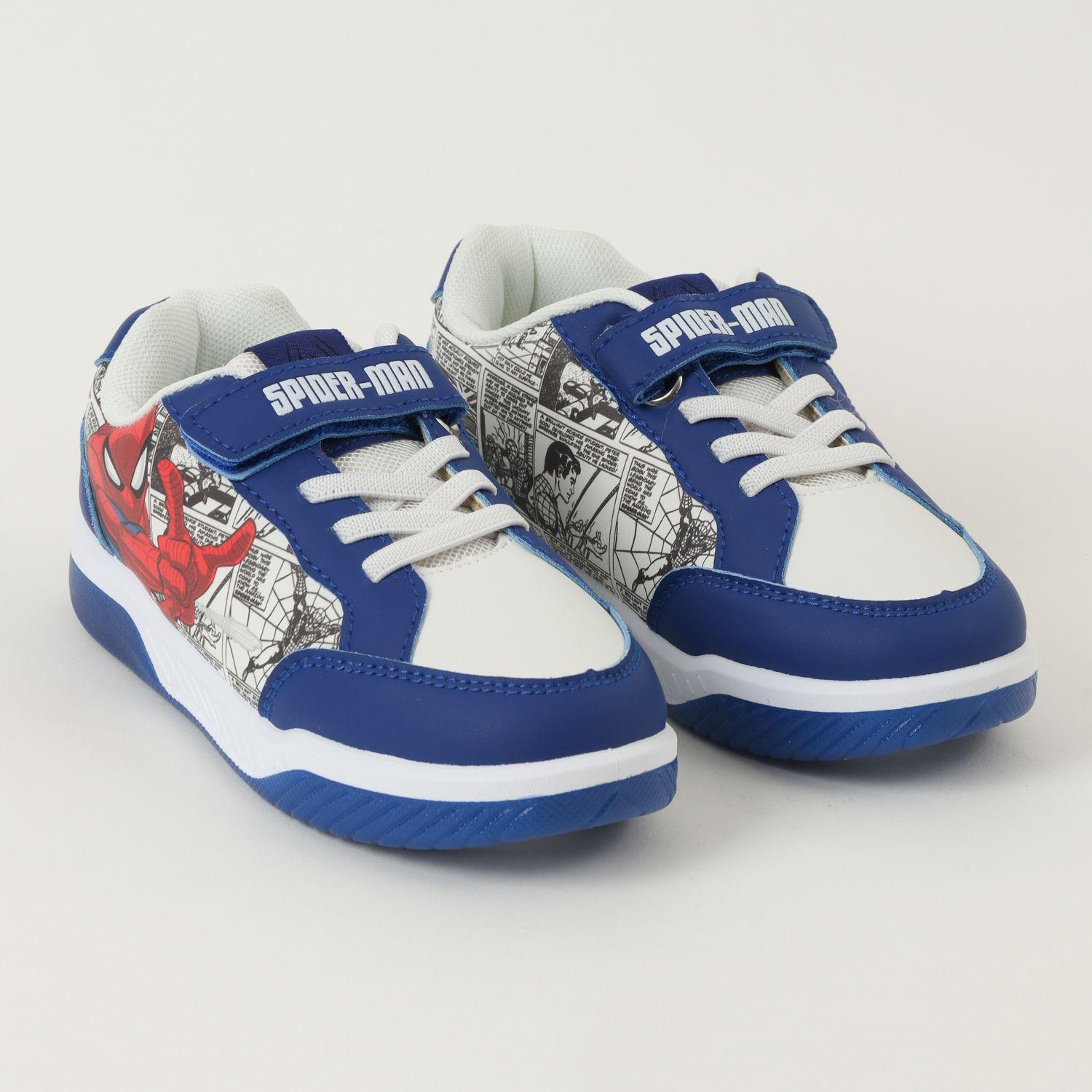 Zapatilla Con Luces Niño Spiderman Comics Azul Marvel-1