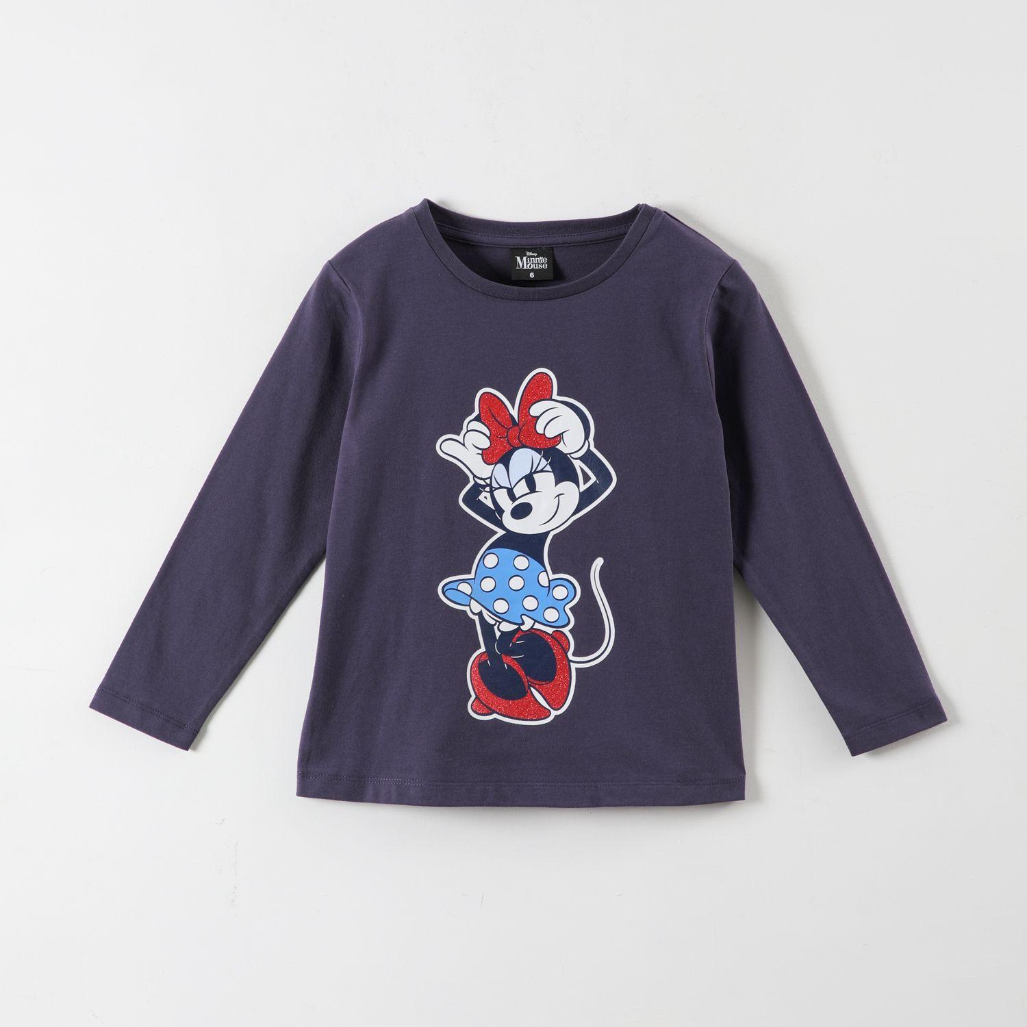 Polera Manga Larga Niña Minnie Ilustración Azul Disney-0