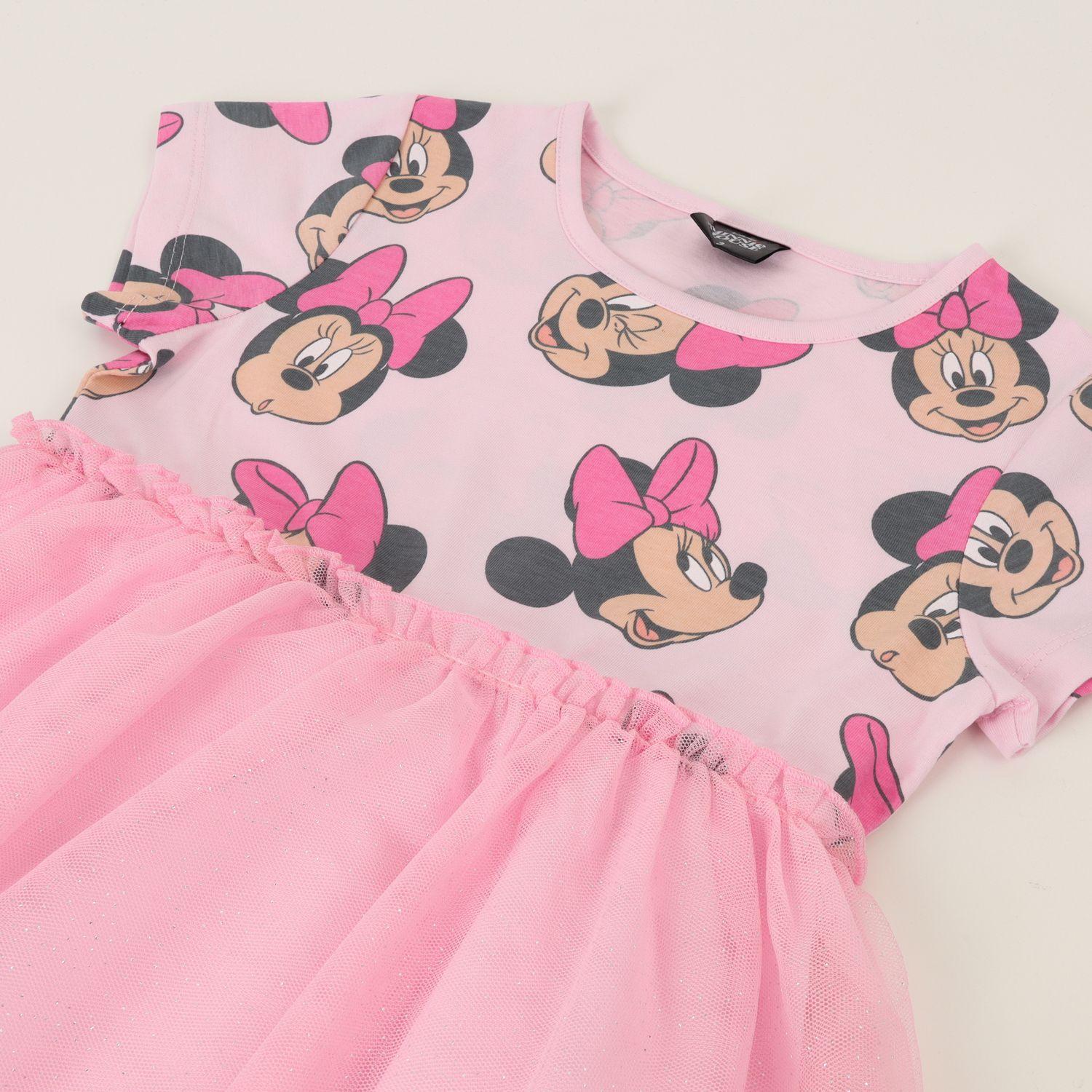 Vestido Niña Tull Minnie Faces Rosado Disney-1
