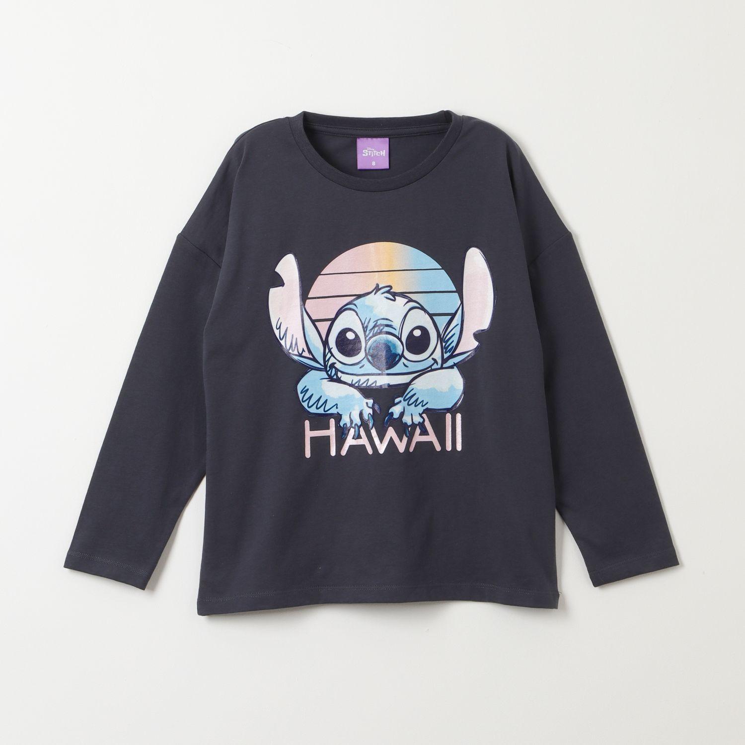 Polera Manga Larga Niña Lilo & Stitch Hawaii Azul Disney-0