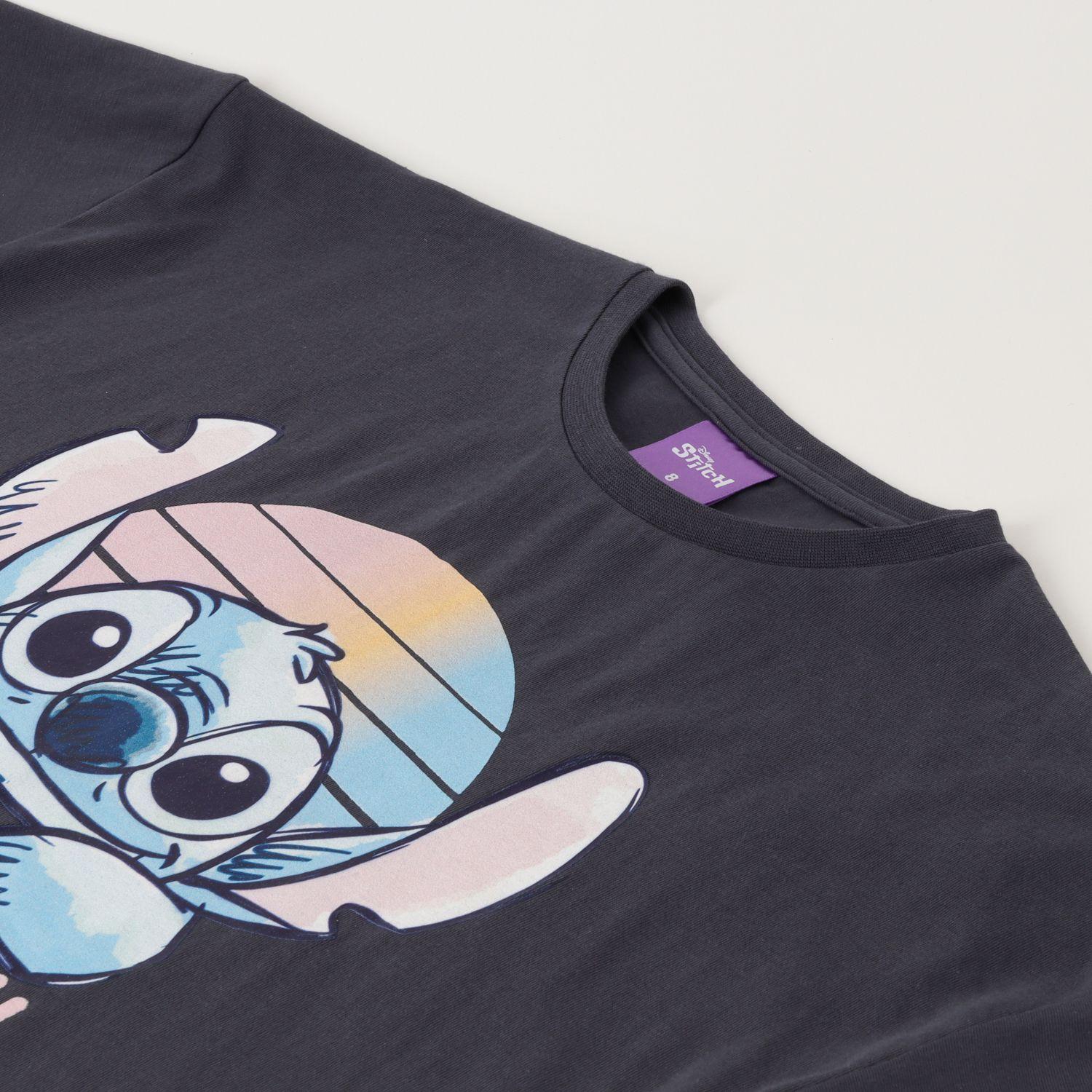 Polera Manga Larga Niña Lilo & Stitch Hawaii Azul Disney-1