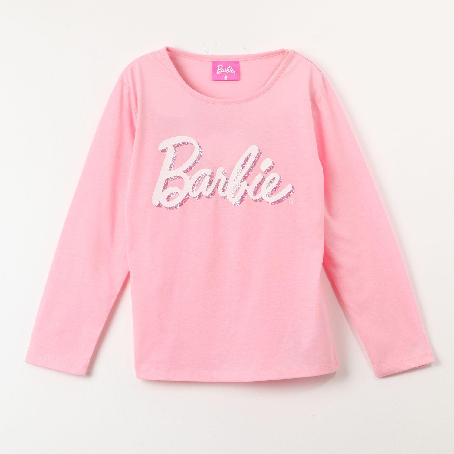 Polera Manga Larga Niña Big Letters Rosado Barbie-0