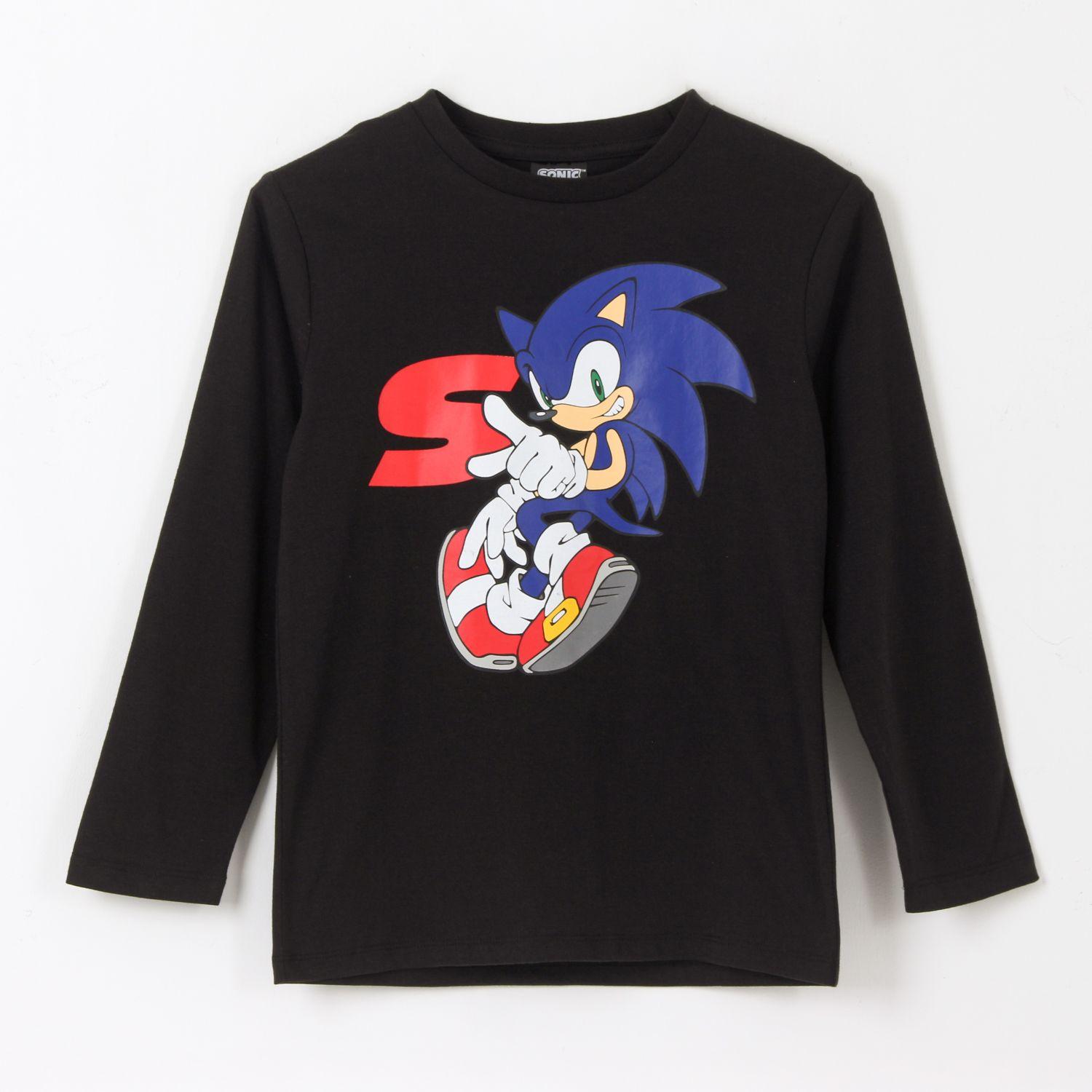 Polera Manga Larga Niño Personaje Negro Sonic-0