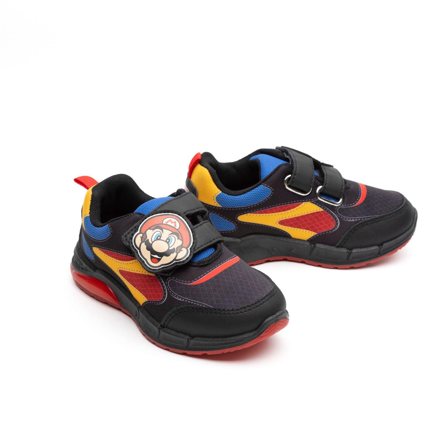 Zapatilla Con Luces Niño Cara Mario Bros Negro Nintendo-1