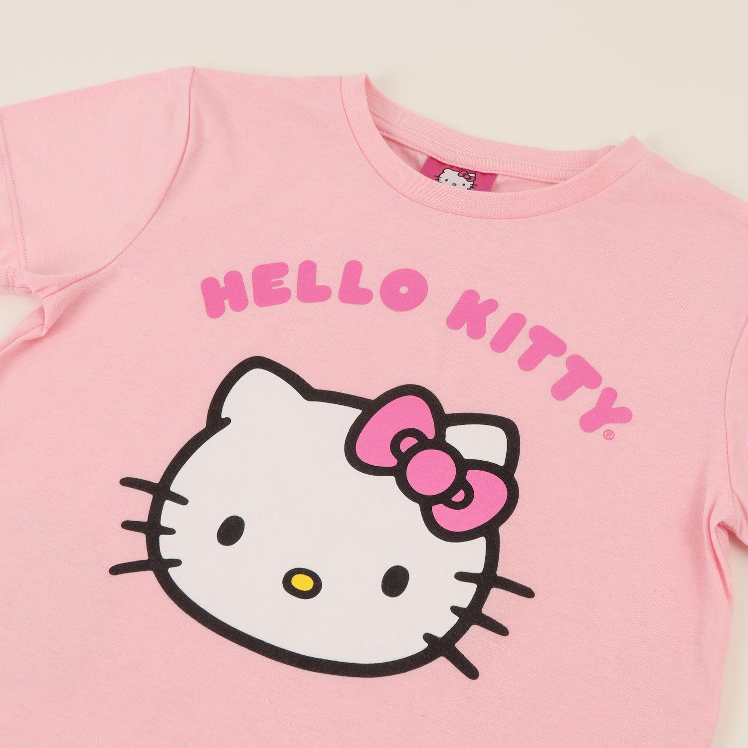 Polera Manga Corta Niña Rosado Face Hello Kitty-2