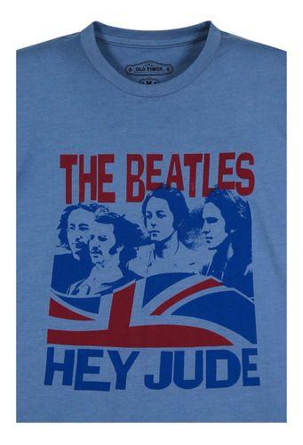 Polera Hombre Rock Celeste The Beatles-1