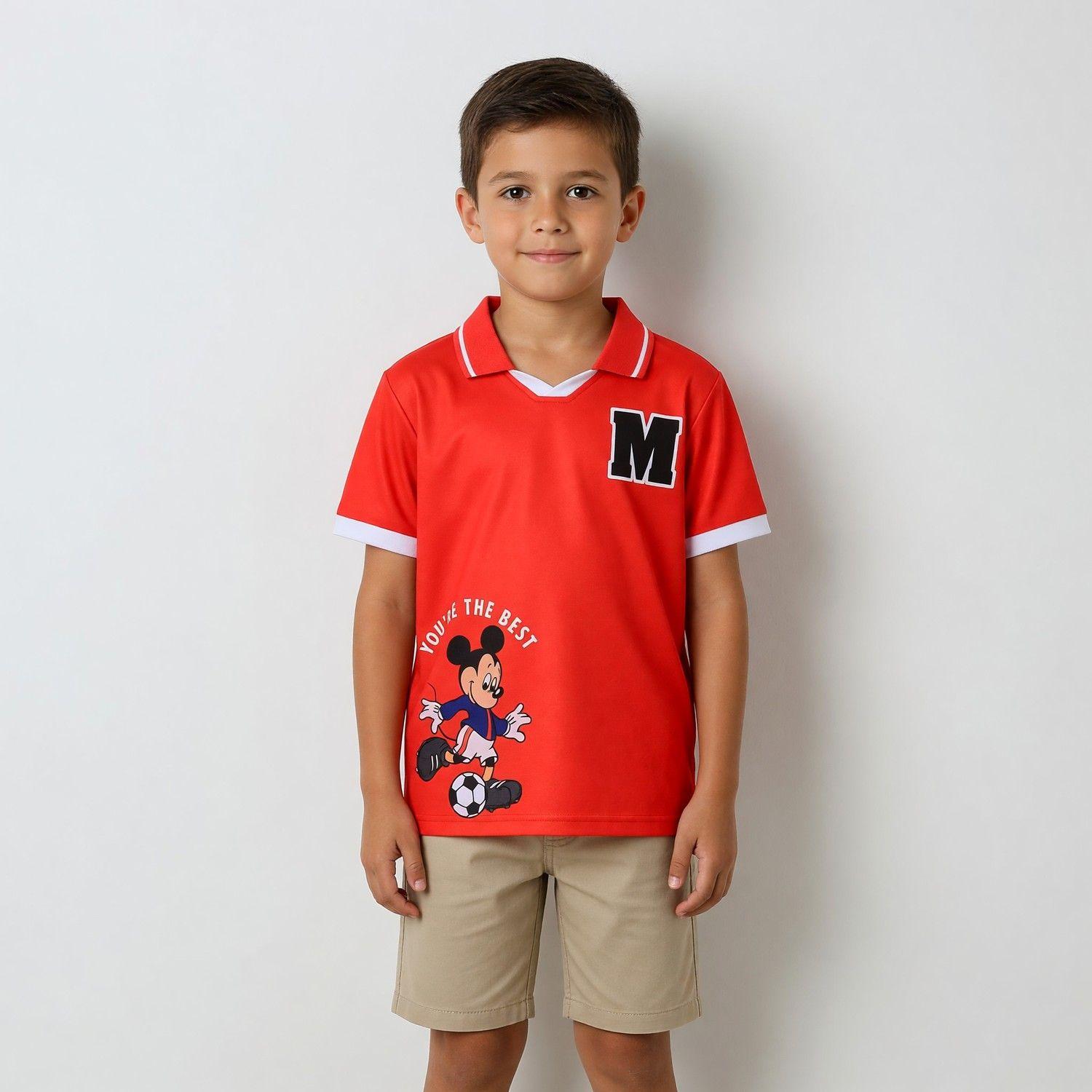 Polera Manga Corta Niño Mickey Disney Rojo-0