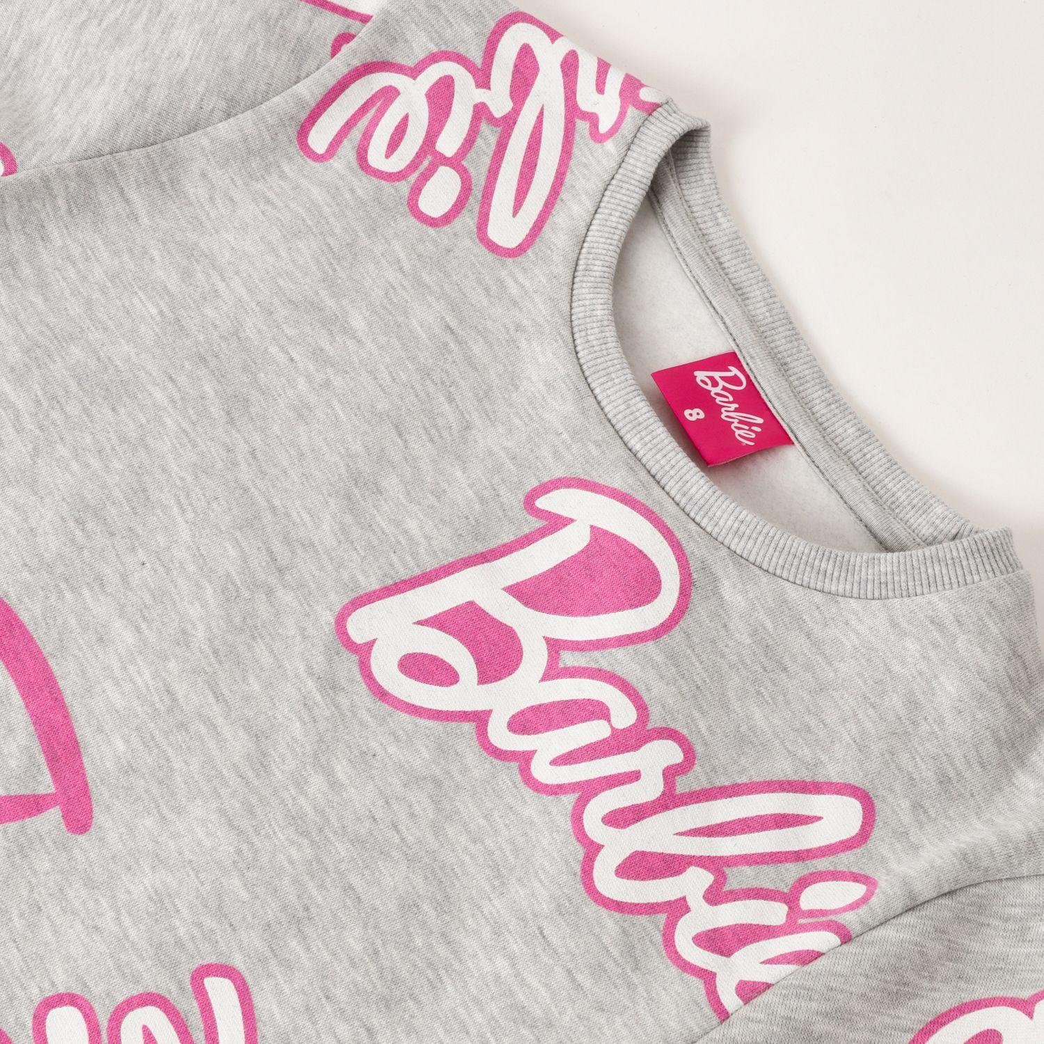 Poleron Cerrado Niña Pink Logo Gris Barbie-1