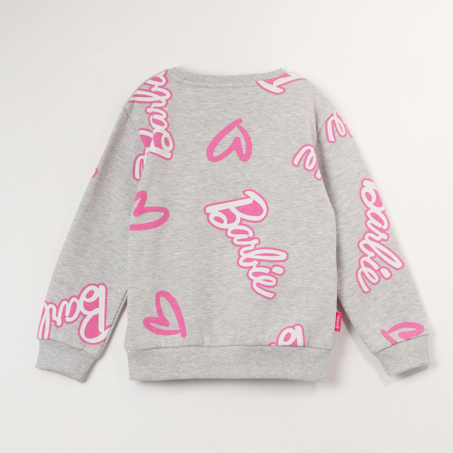 Poleron Cerrado Niña Pink Logo Gris Barbie-2