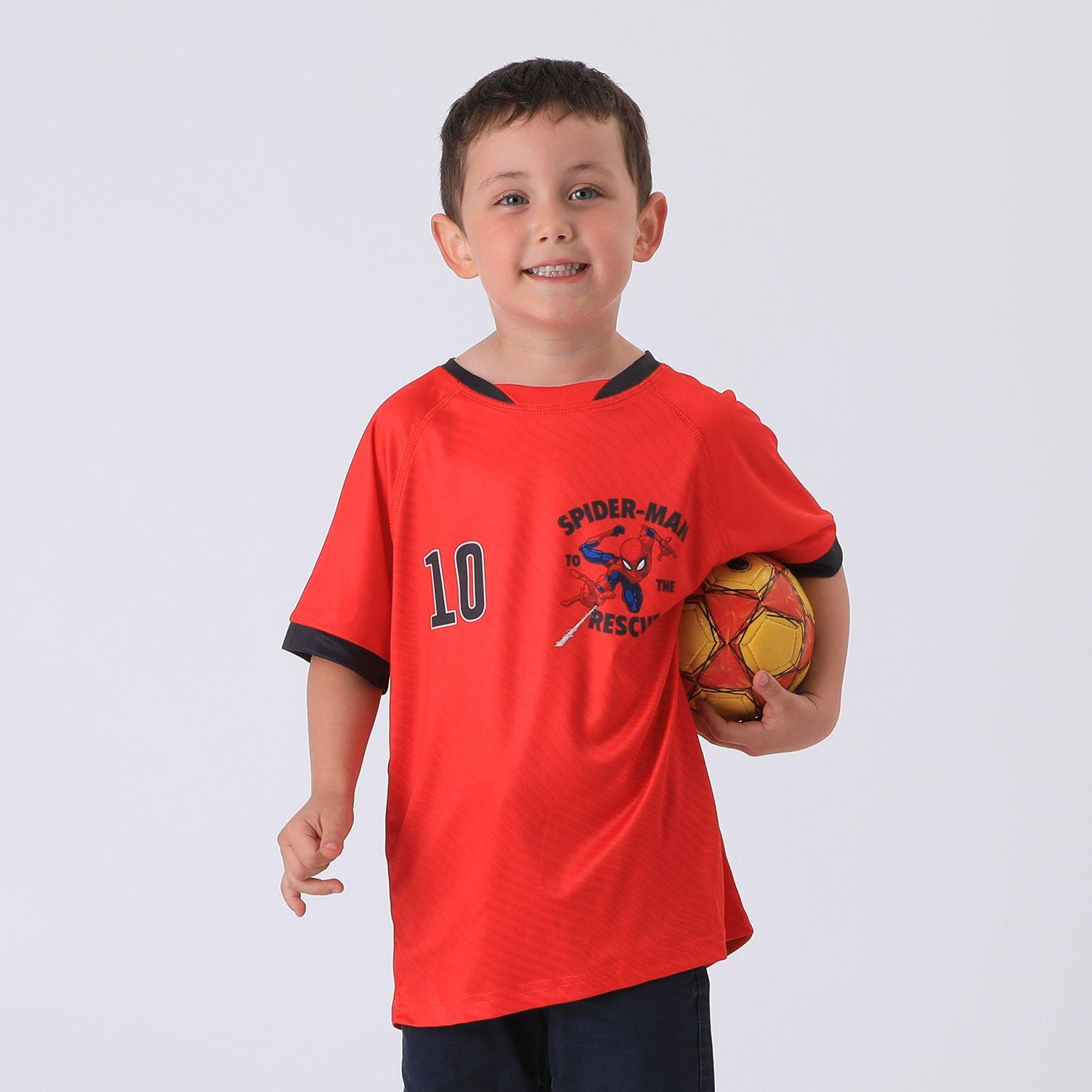 Polera Manga Corta Niño Rojo Fútbol Spiderman Marvel-0