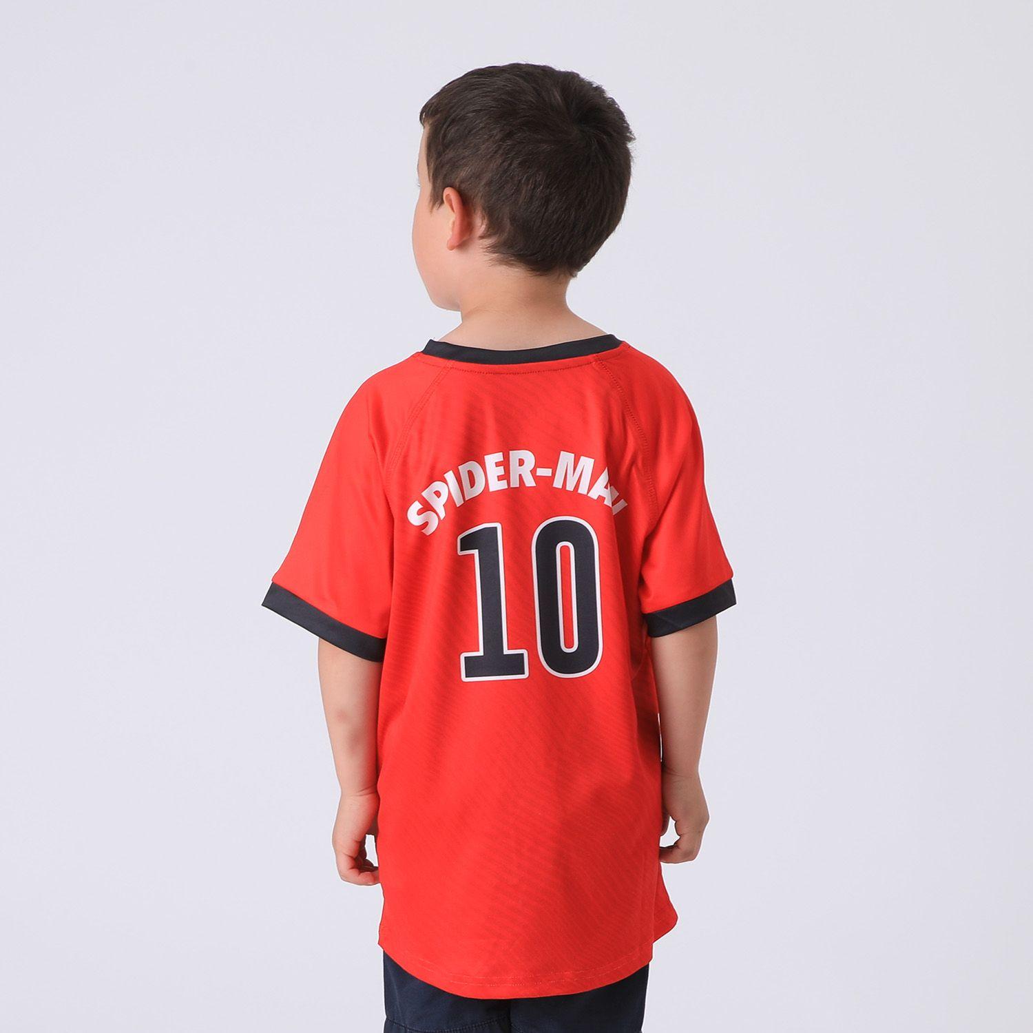 Polera Manga Corta Niño Rojo Fútbol Spiderman Marvel-1