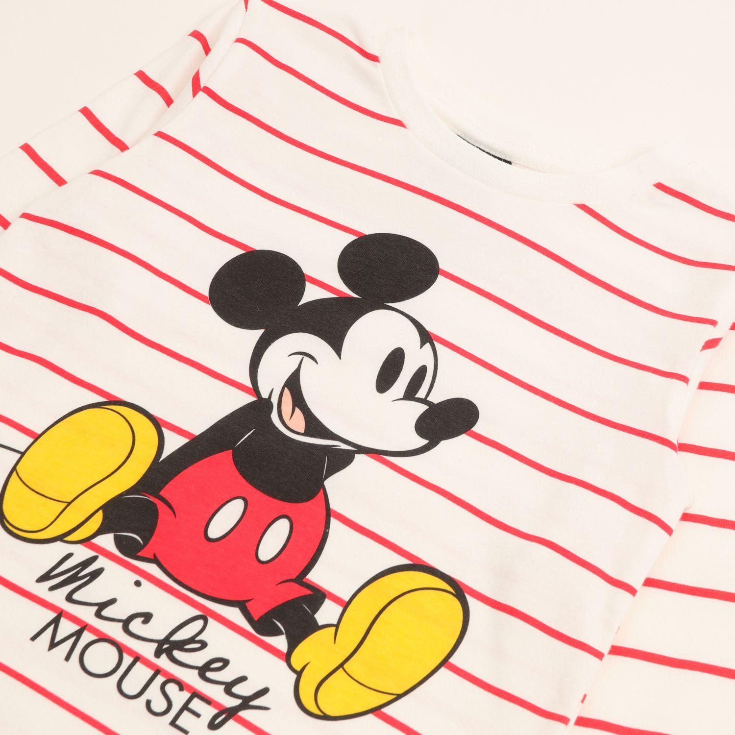 Polera Manga Larga Niño Mickey Rayas Blanco Disney-1