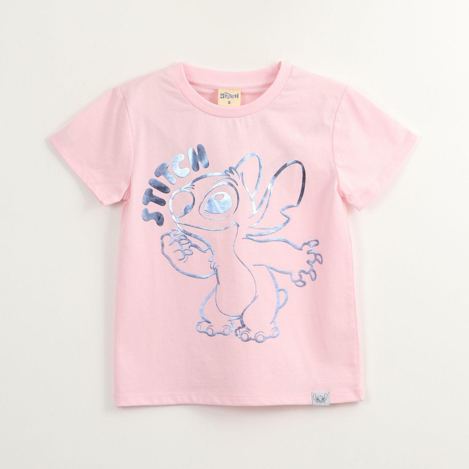 Polera Manga Corta Niña Lilo & Stitch Lineal Rosado Disney-0