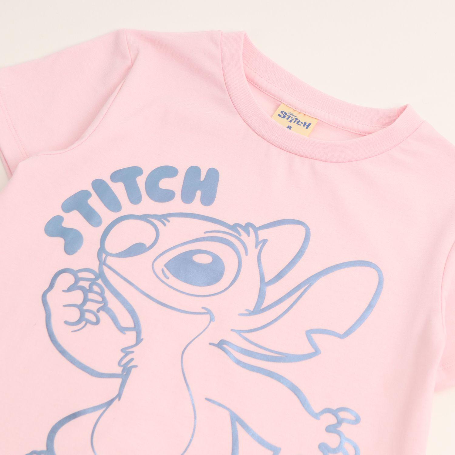 Polera Manga Corta Niña Lilo & Stitch Lineal Rosado Disney-1