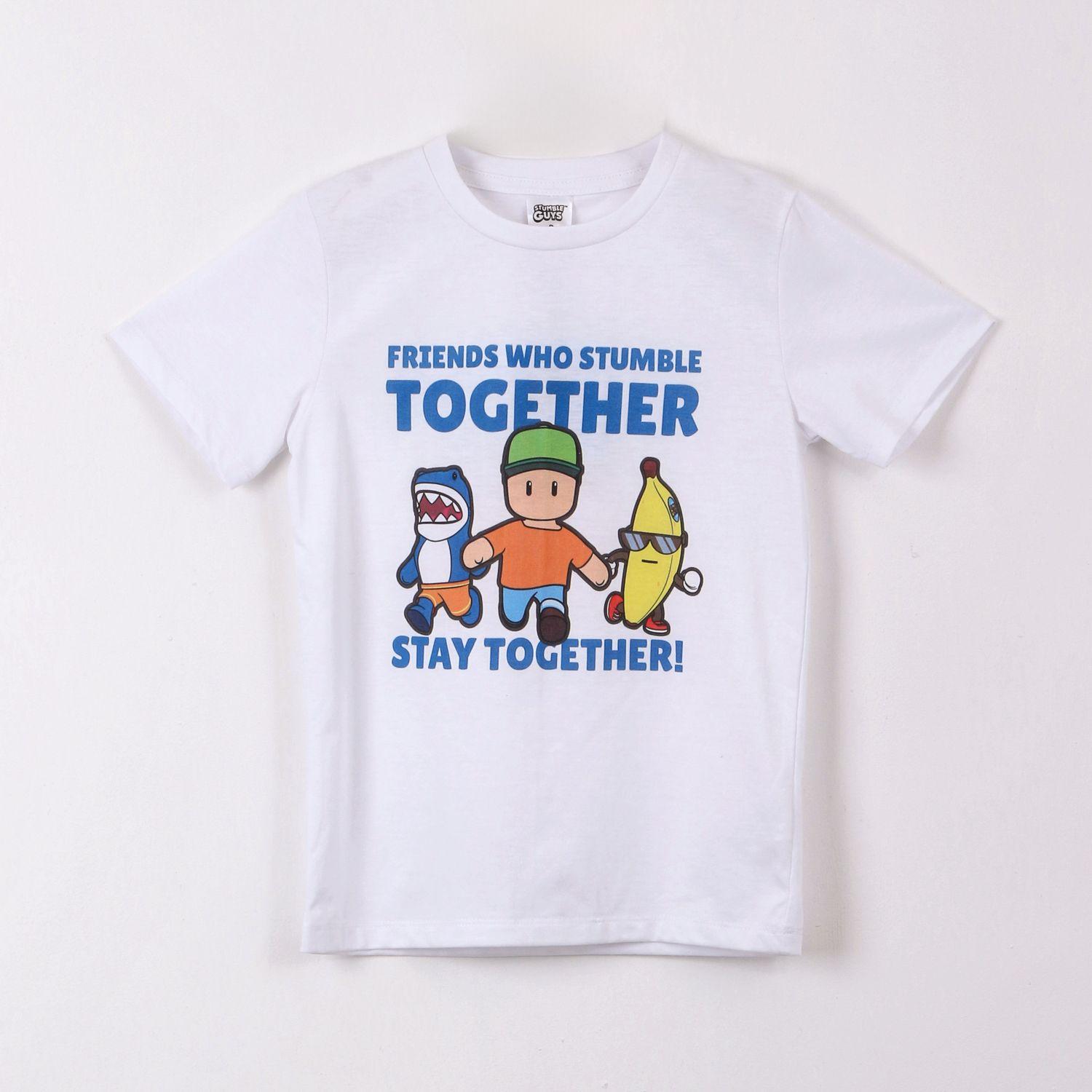 Polera Manga Corta Niño Stumble Guys Personajes Blanco-0
