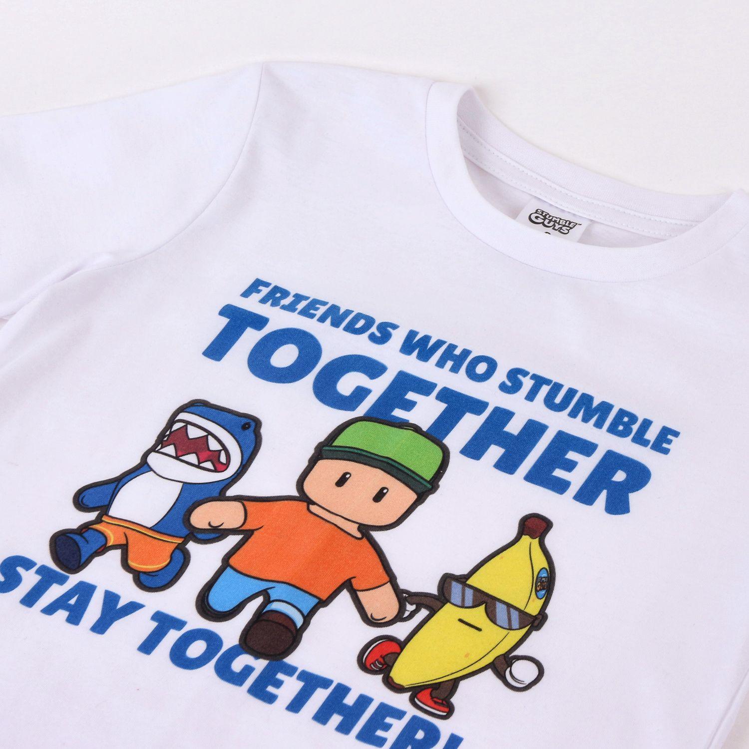 Polera Manga Corta Niño Stumble Guys Personajes Blanco-2