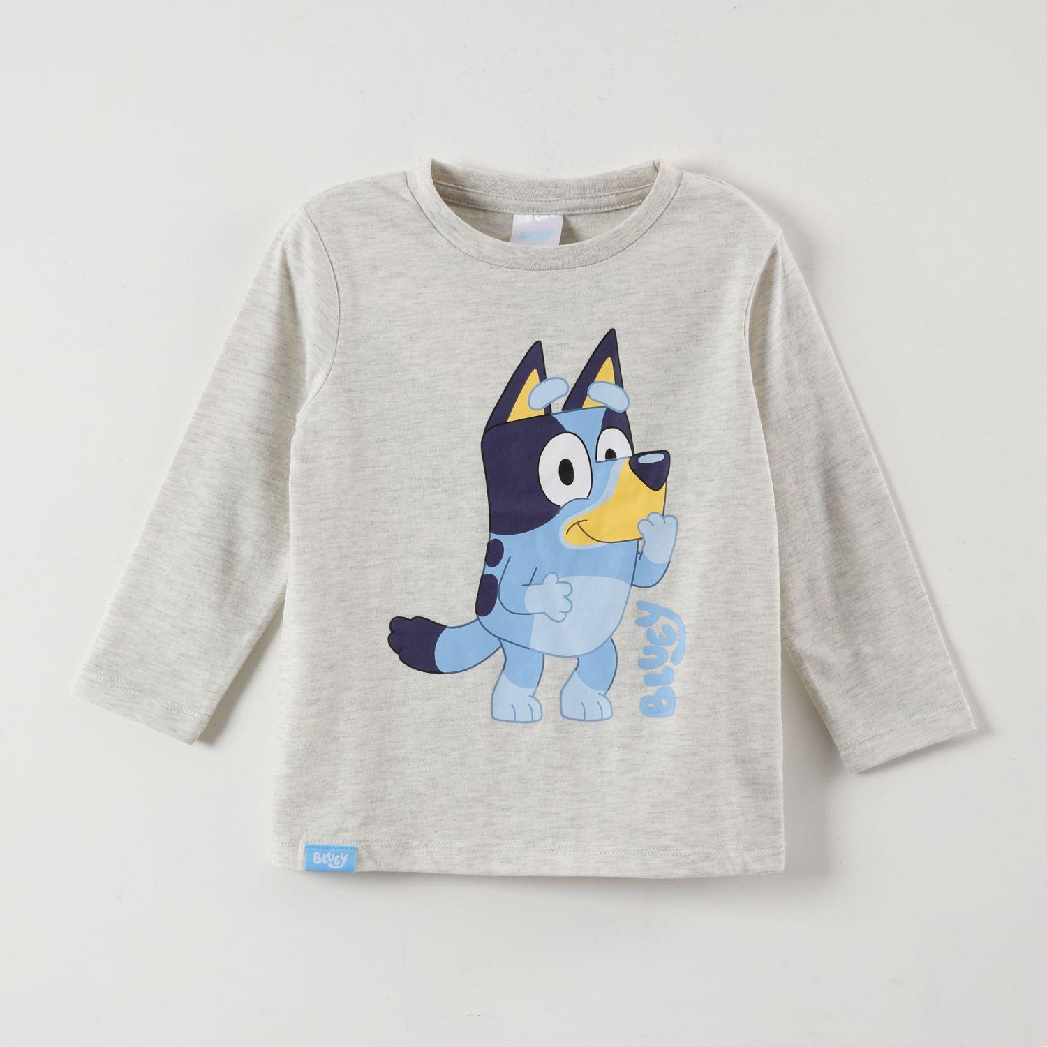 Polera Manga Larga Niño Fun Gris Bluey-0