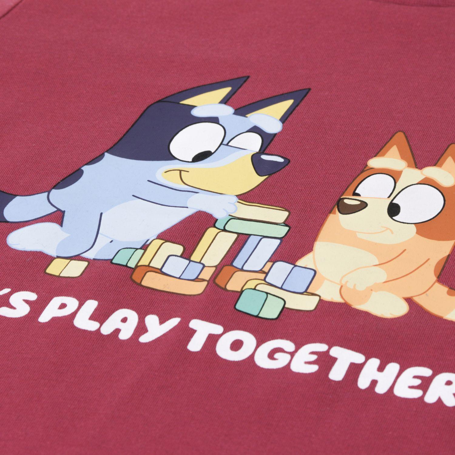 Polera Manga Larga Niño Play Together Burdeo Bingo & Bluey-2