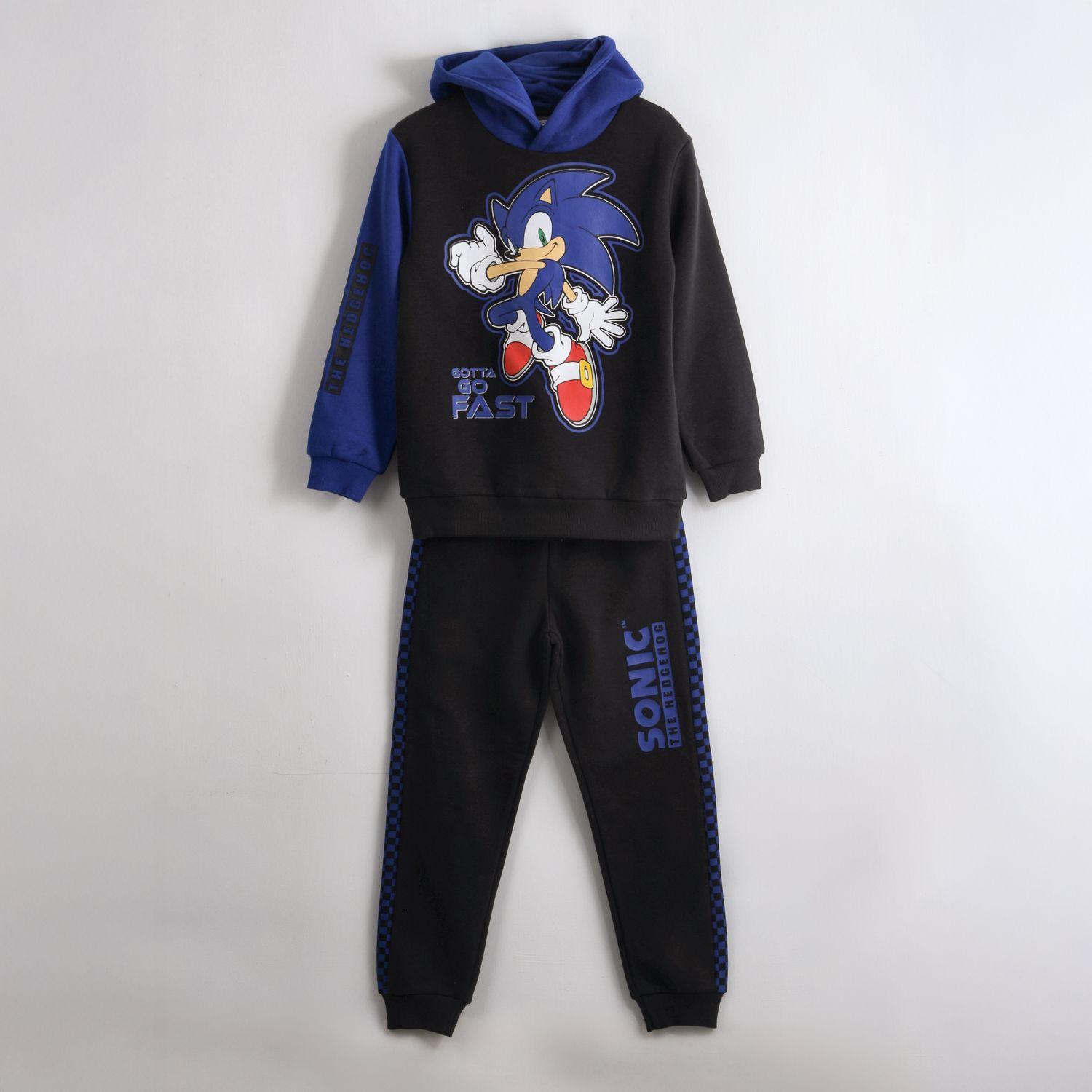 Conjunto Buzo Niño Hoodie Gotta Go Fast Negro Sonic-0