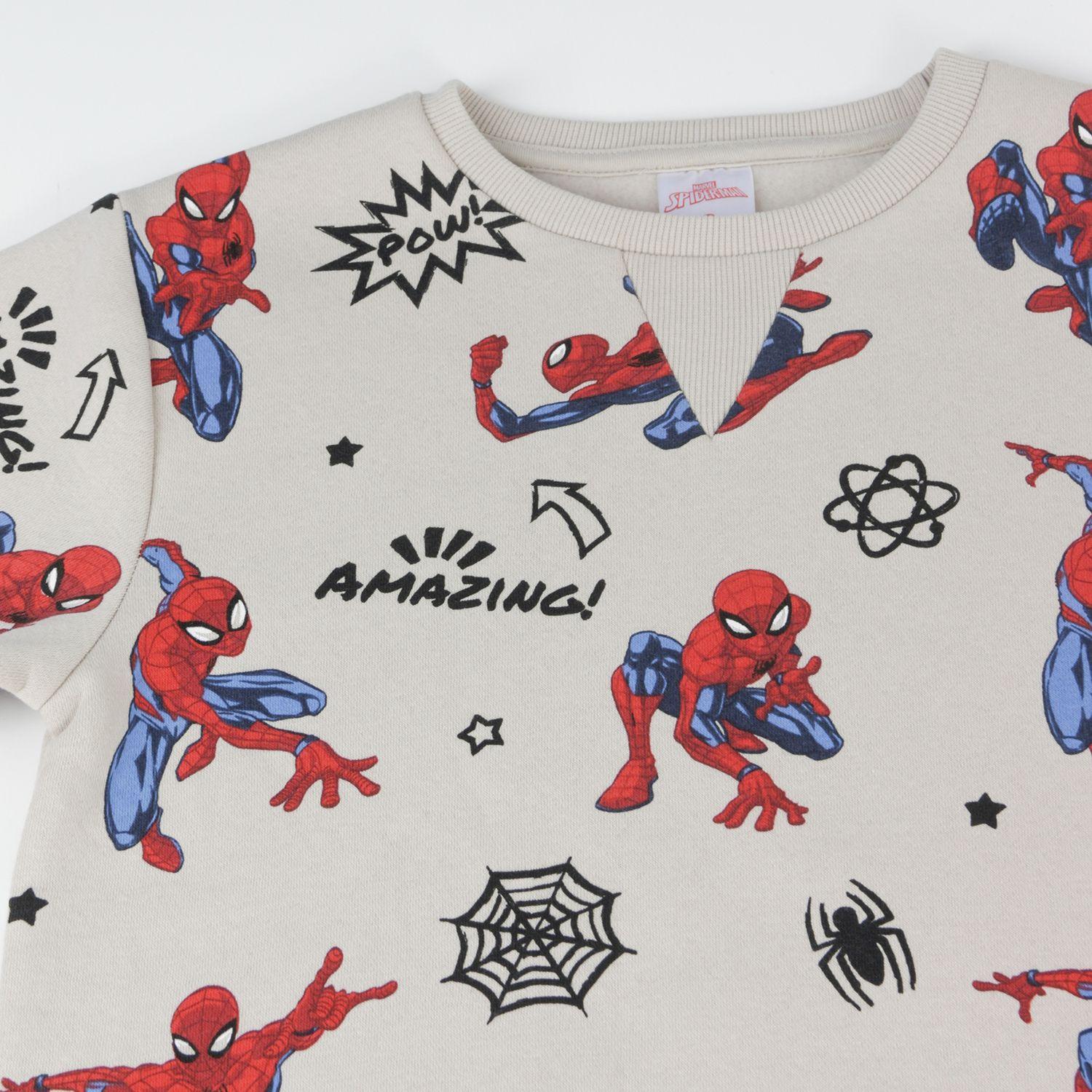 Polerón Cerrado Niño Full Print Spiderman Blanco Marvel-2