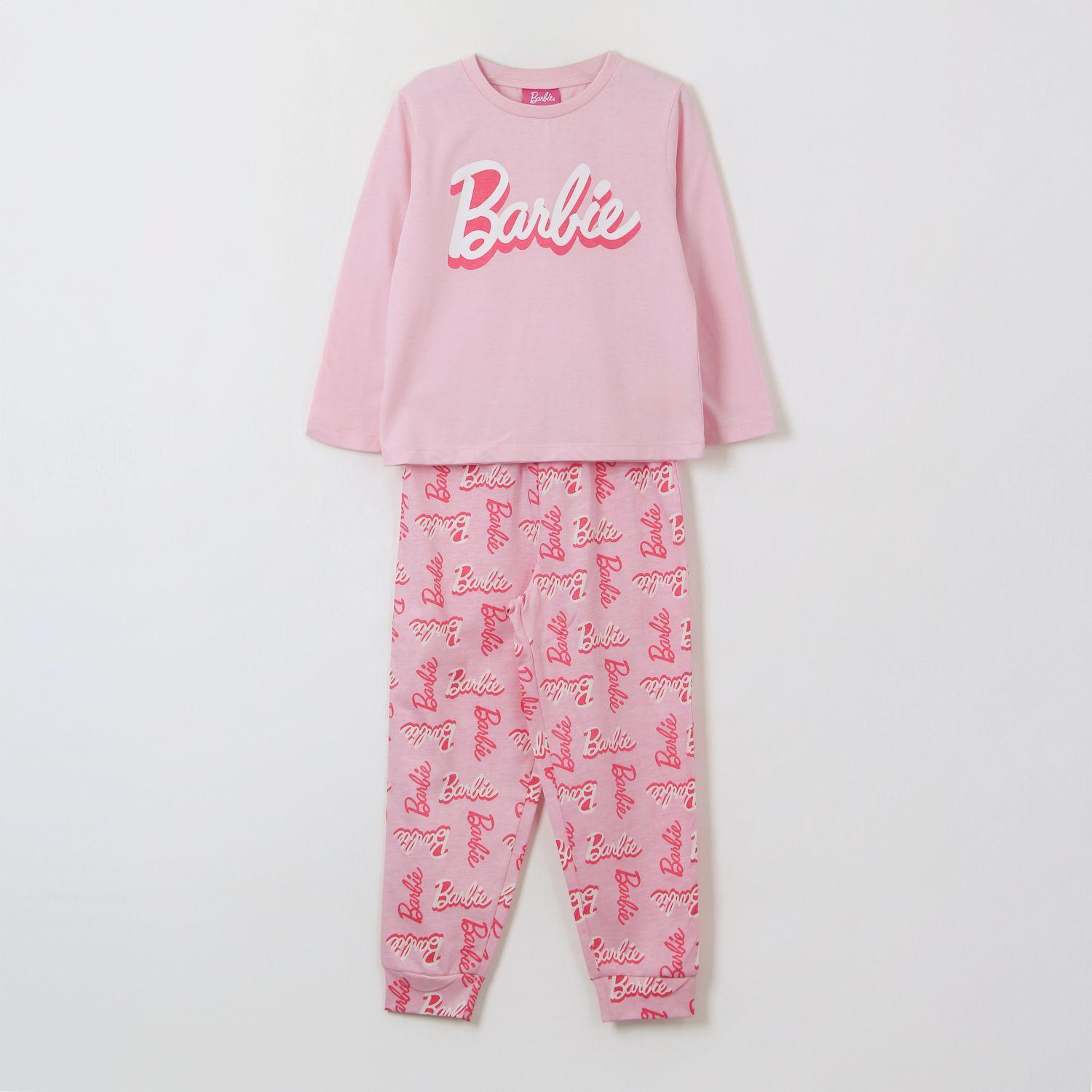 Pijama Manga Larga Niña Logo Rosado Barbie-0
