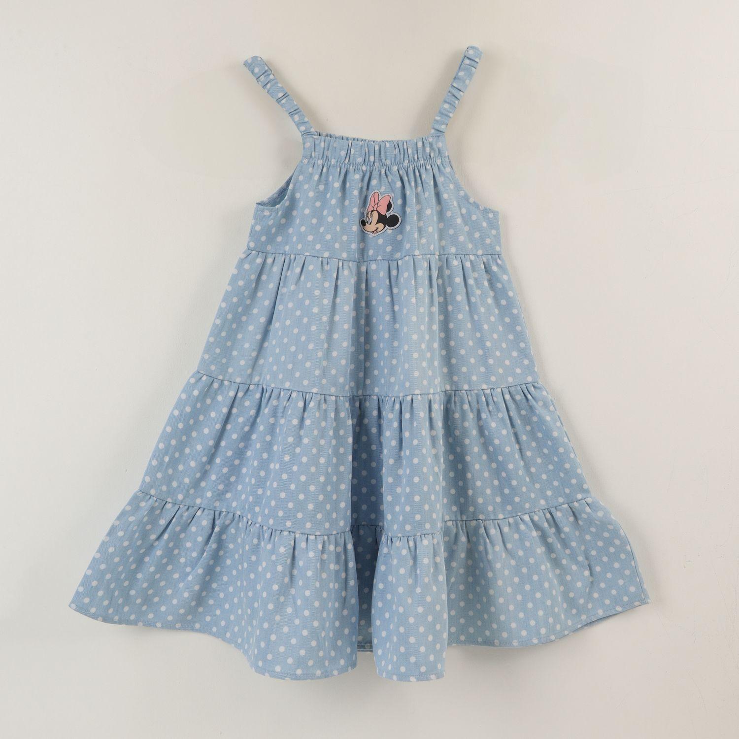 Vestido Sin Manga Niña Azul Print Minnie Disney-0